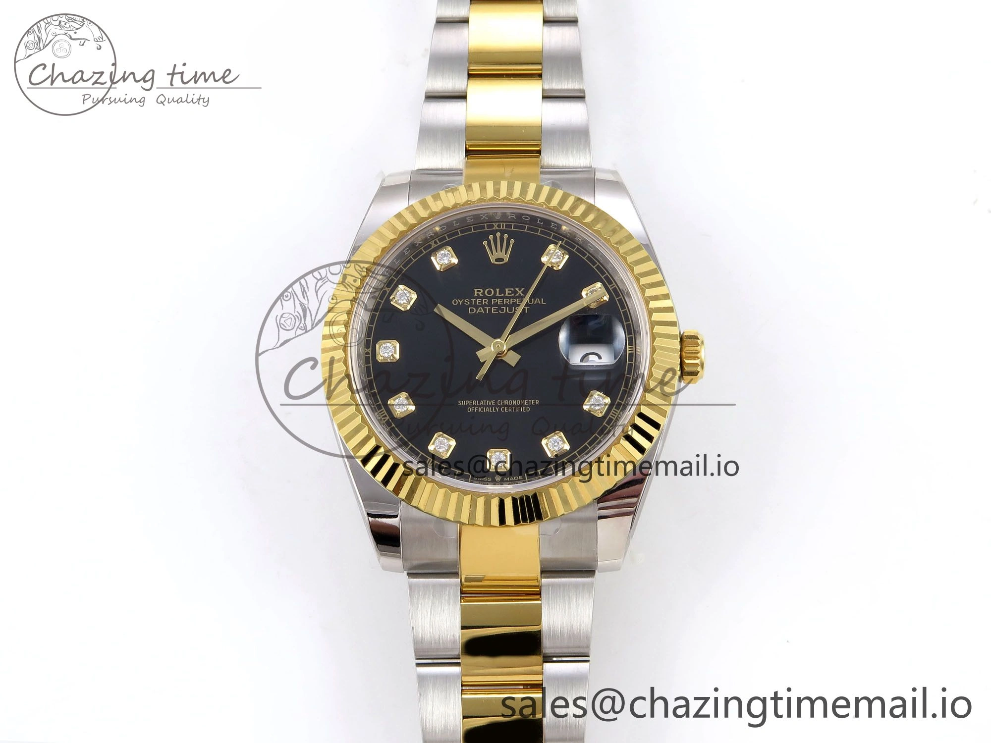 DateJust 41 SS YG ARF 1:1 Best Edition 904L Steel Black Diamonds Dial on Oyster Bracelet SH3235