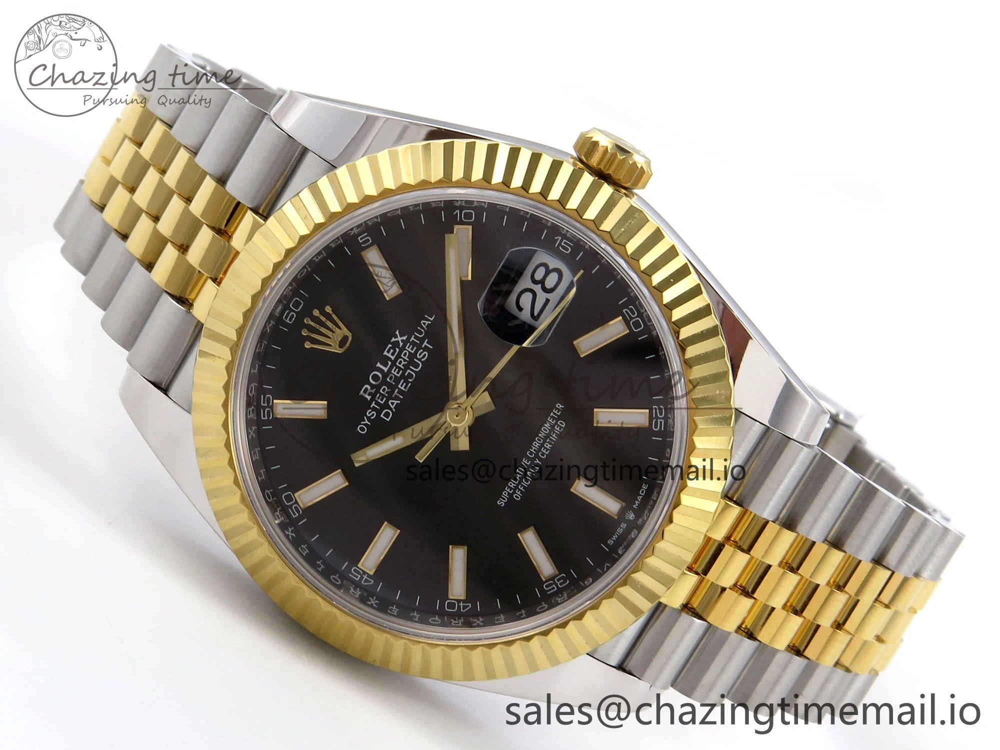DateJust 41 SS YG ARF 1:1 Best Edition 904L Steel Black Stick Dial on Jubilee Bracelet SH3235