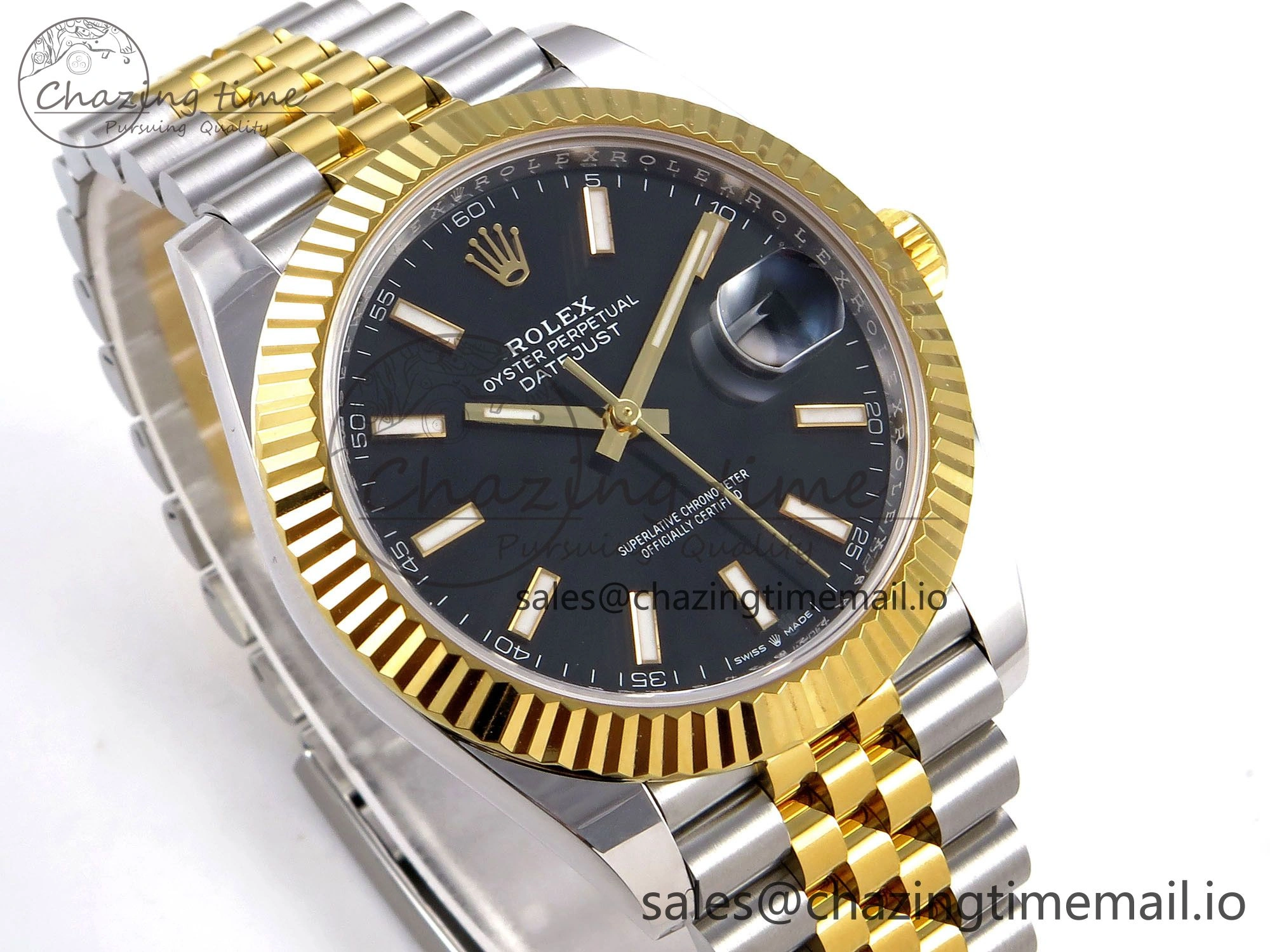DateJust 41 SS YG ARF 1:1 Best Edition 904L Steel Black Stick Dial on Jubilee Bracelet SH3235