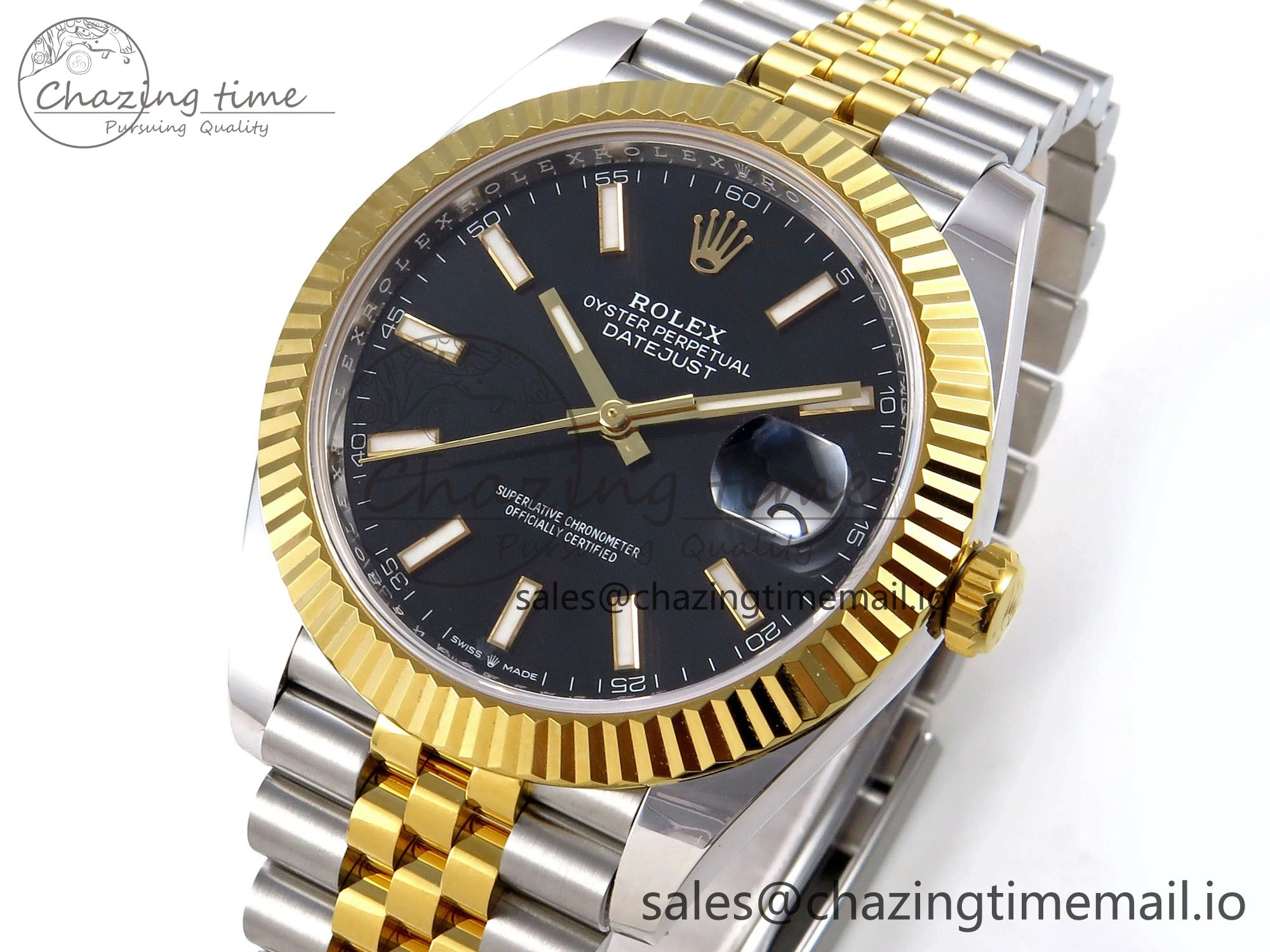 DateJust 41 SS YG ARF 1:1 Best Edition 904L Steel Black Stick Dial on Jubilee Bracelet SH3235