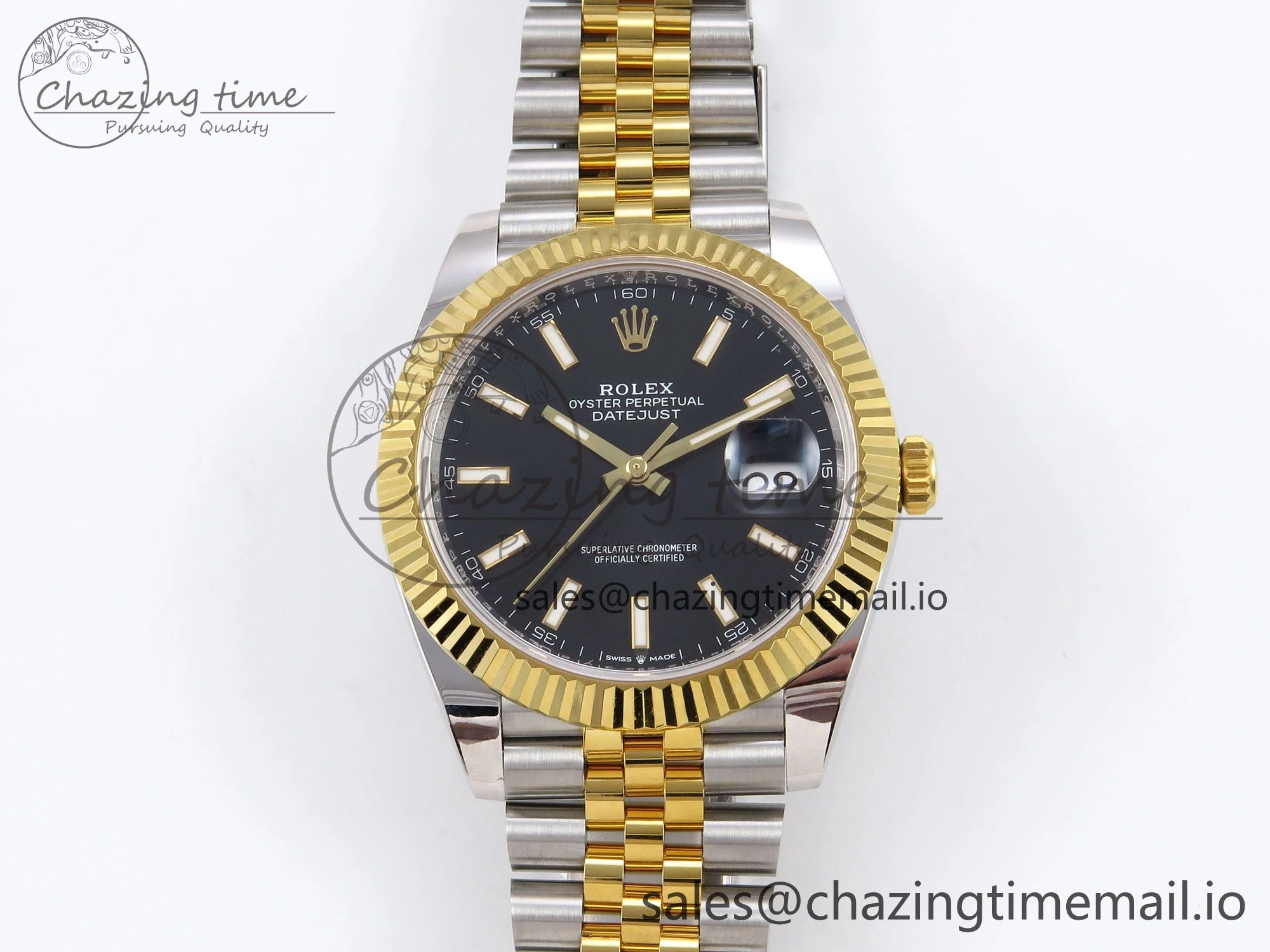DateJust 41 SS YG ARF 1:1 Best Edition 904L Steel Black Stick Dial on Jubilee Bracelet SH3235