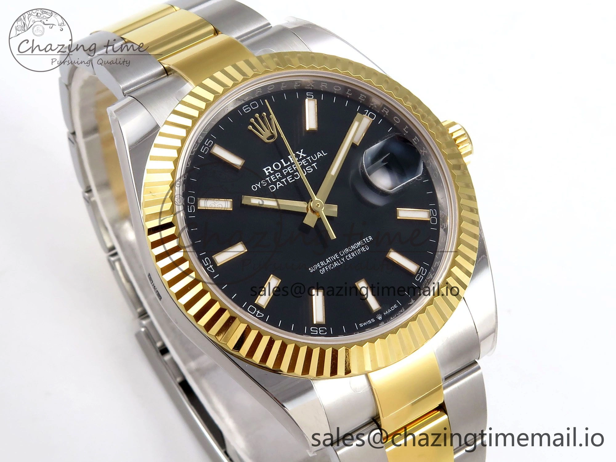 DateJust 41 SS YG ARF 1:1 Best Edition 904L Steel Black Stick Dial on Oyster Bracelet SH3235