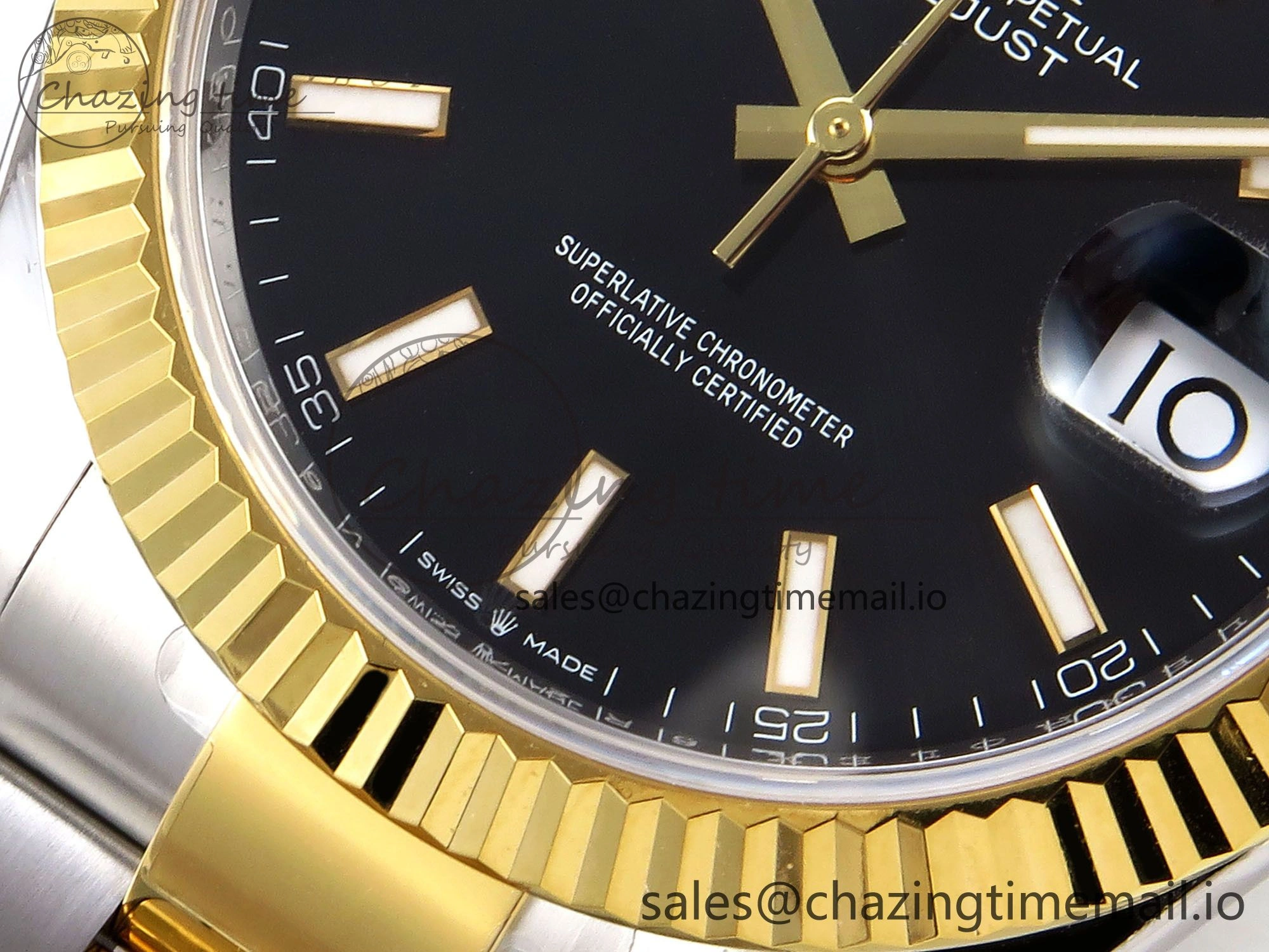 DateJust 41 SS YG ARF 1:1 Best Edition 904L Steel Black Stick Dial on Oyster Bracelet SH3235