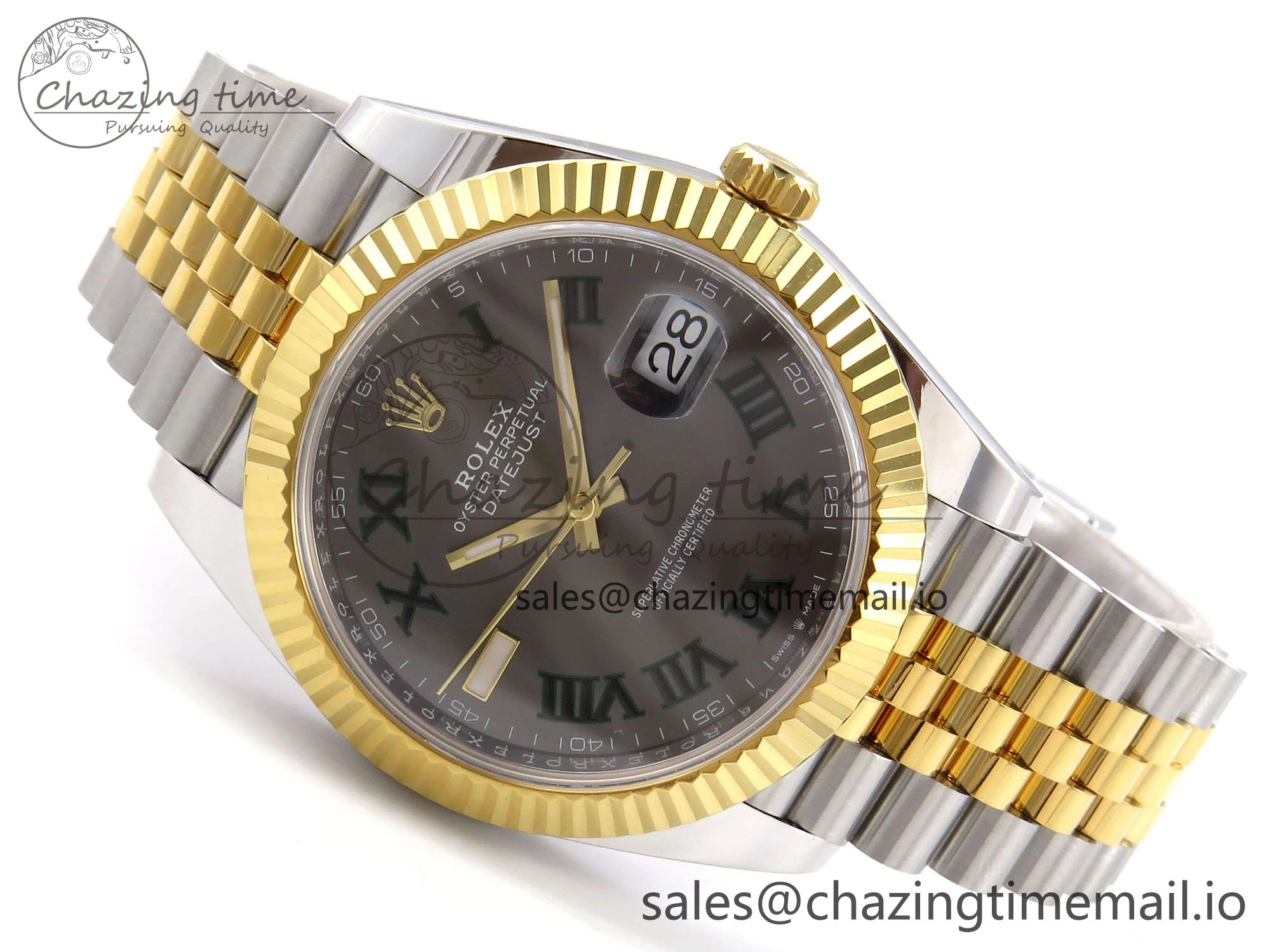 DateJust 41 SS YG ARF 1:1 Best Edition 904L Steel Gray Green Roman Dial on Jubilee Bracelet SH3235