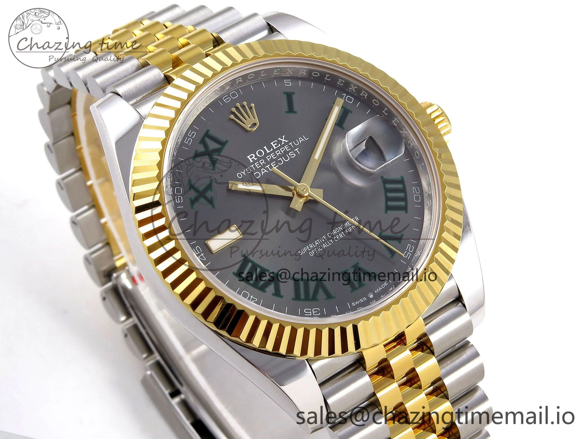 DateJust 41 SS YG ARF 1:1 Best Edition 904L Steel Gray Green Roman Dial on Jubilee Bracelet SH3235
