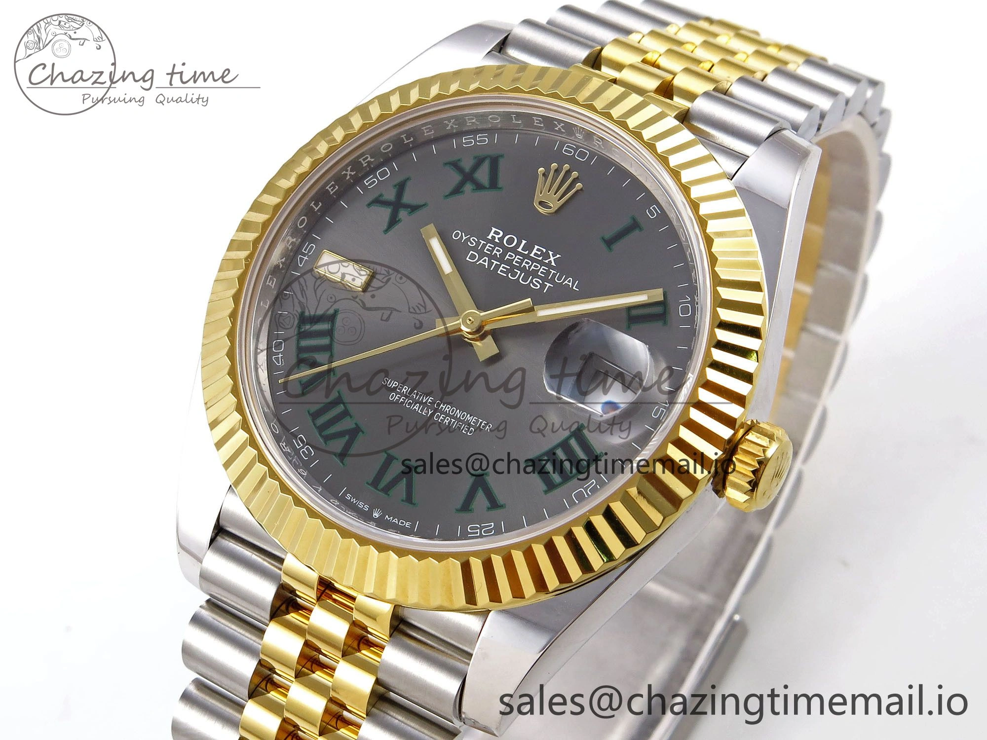 DateJust 41 SS YG ARF 1:1 Best Edition 904L Steel Gray Green Roman Dial on Jubilee Bracelet SH3235