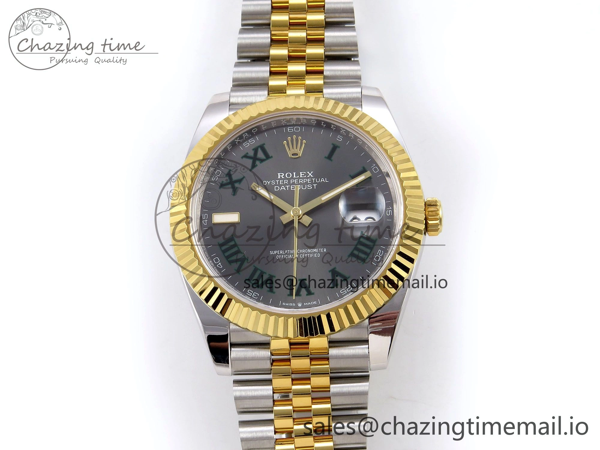 DateJust 41 SS YG ARF 1:1 Best Edition 904L Steel Gray Green Roman Dial on Jubilee Bracelet SH3235