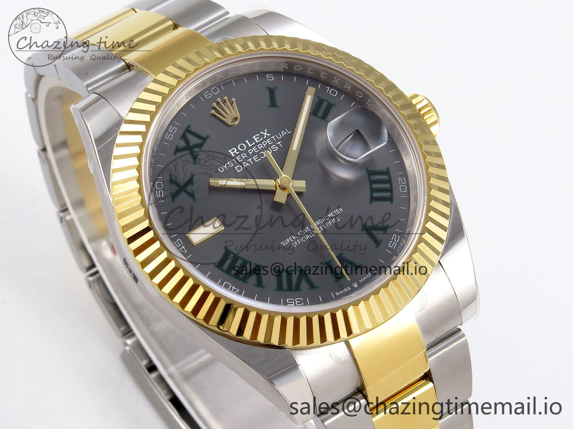 DateJust 41 SS YG ARF 1:1 Best Edition 904L Steel Gray Green Roman Dial on Oyster Bracelet SH3235 (Gain Weight)