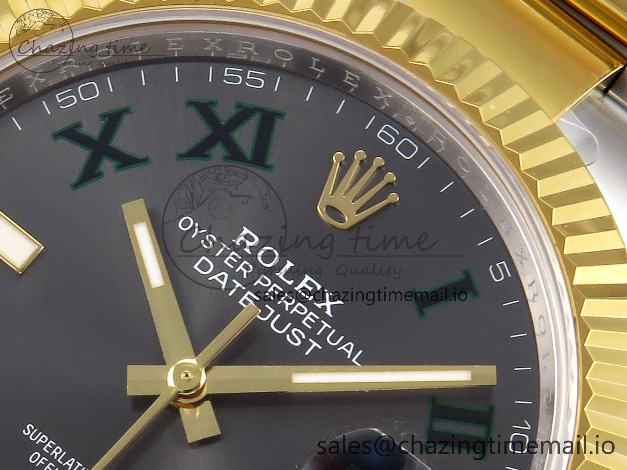 DateJust 41 SS YG ARF 1:1 Best Edition 904L Steel Gray Green Roman Dial on Oyster Bracelet SH3235 (Gain Weight)