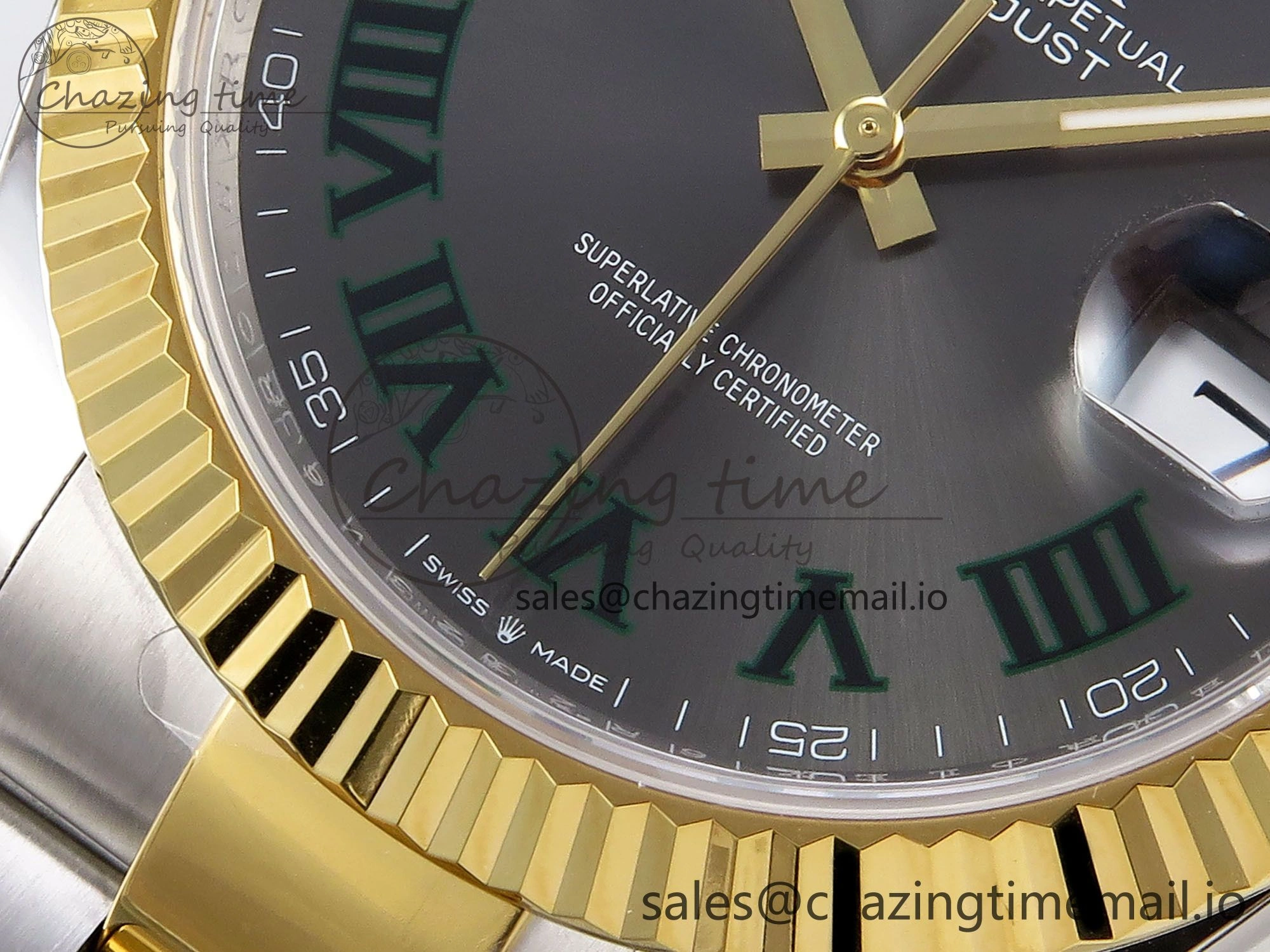 DateJust 41 SS YG ARF 1:1 Best Edition 904L Steel Gray Green Roman Dial on Oyster Bracelet SH3235 (Gain Weight)
