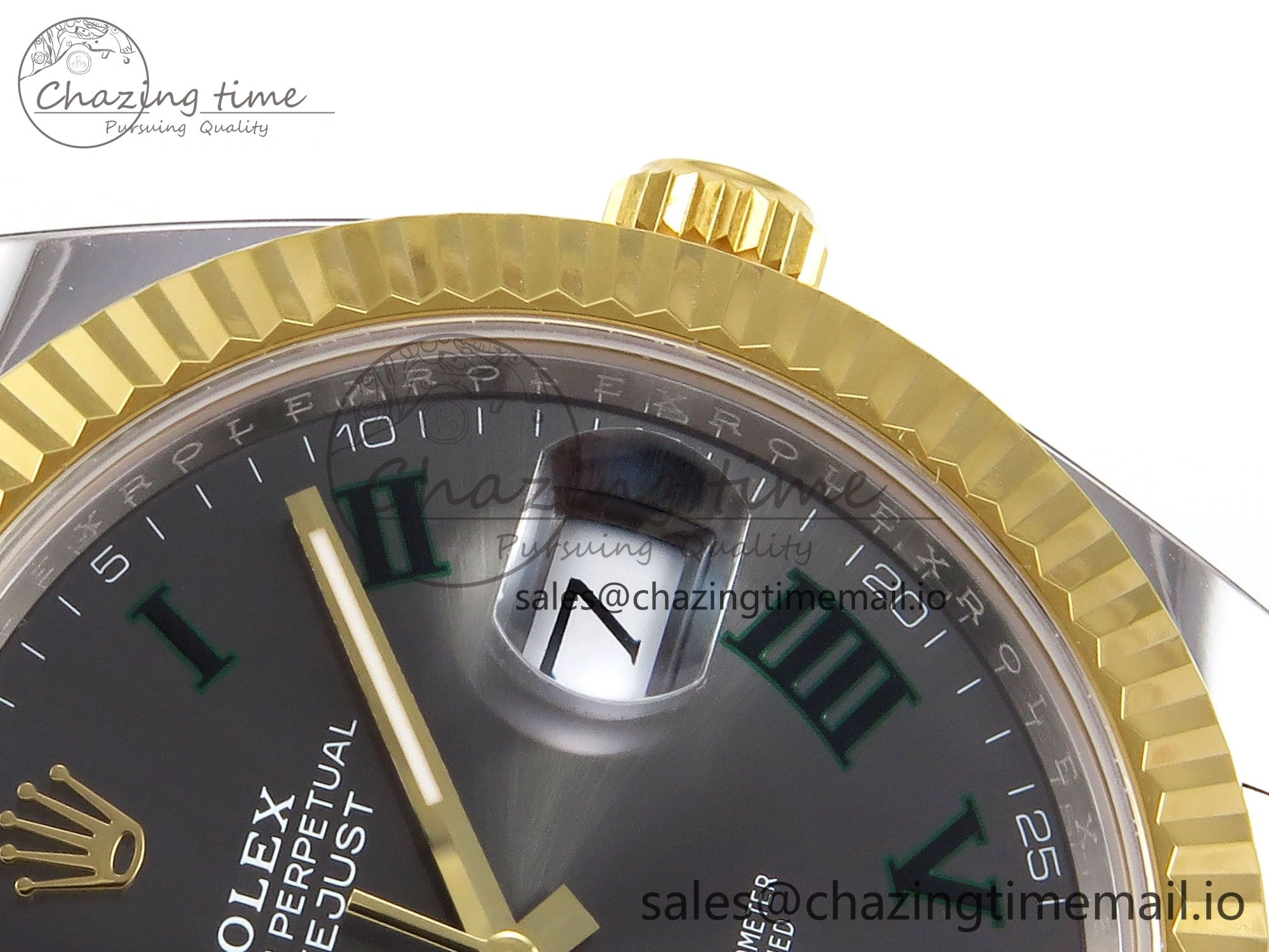 DateJust 41 SS YG ARF 1:1 Best Edition 904L Steel Gray Green Roman Dial on Oyster Bracelet SH3235 (Gain Weight)