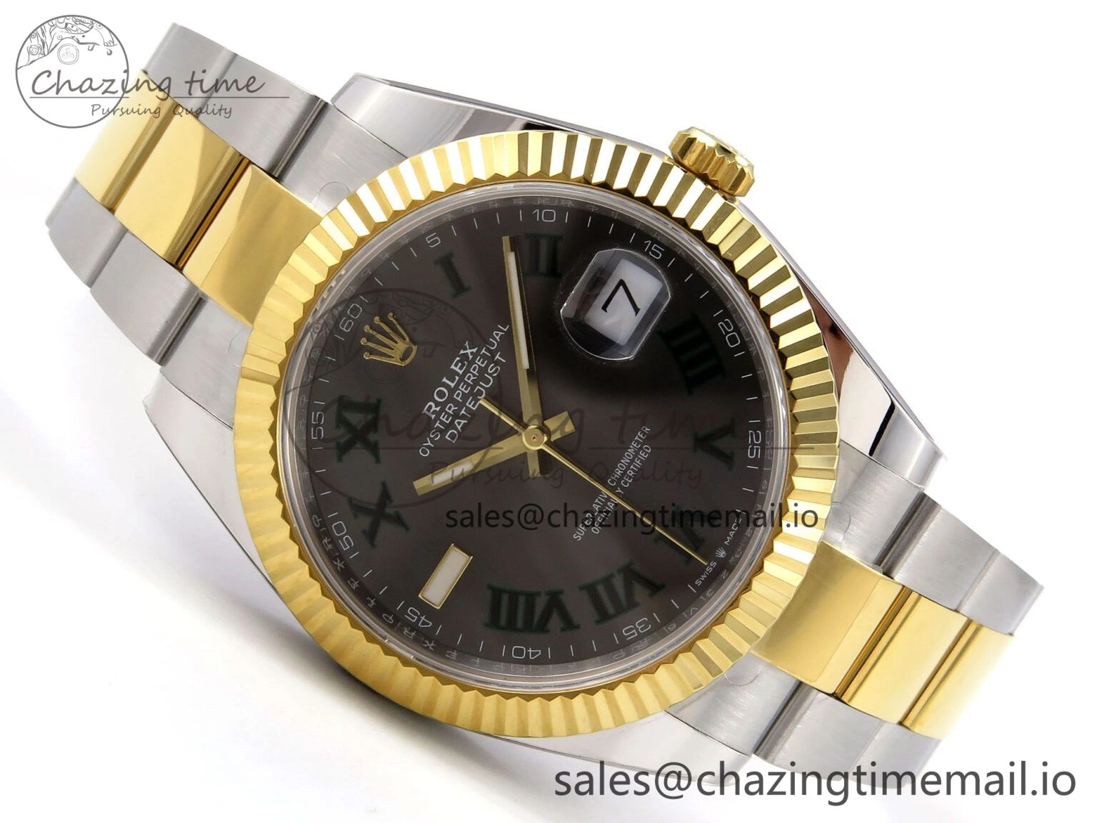 DateJust 41 SS YG ARF 1:1 Best Edition 904L Steel Gray Green Roman Dial on Oyster Bracelet SH3235