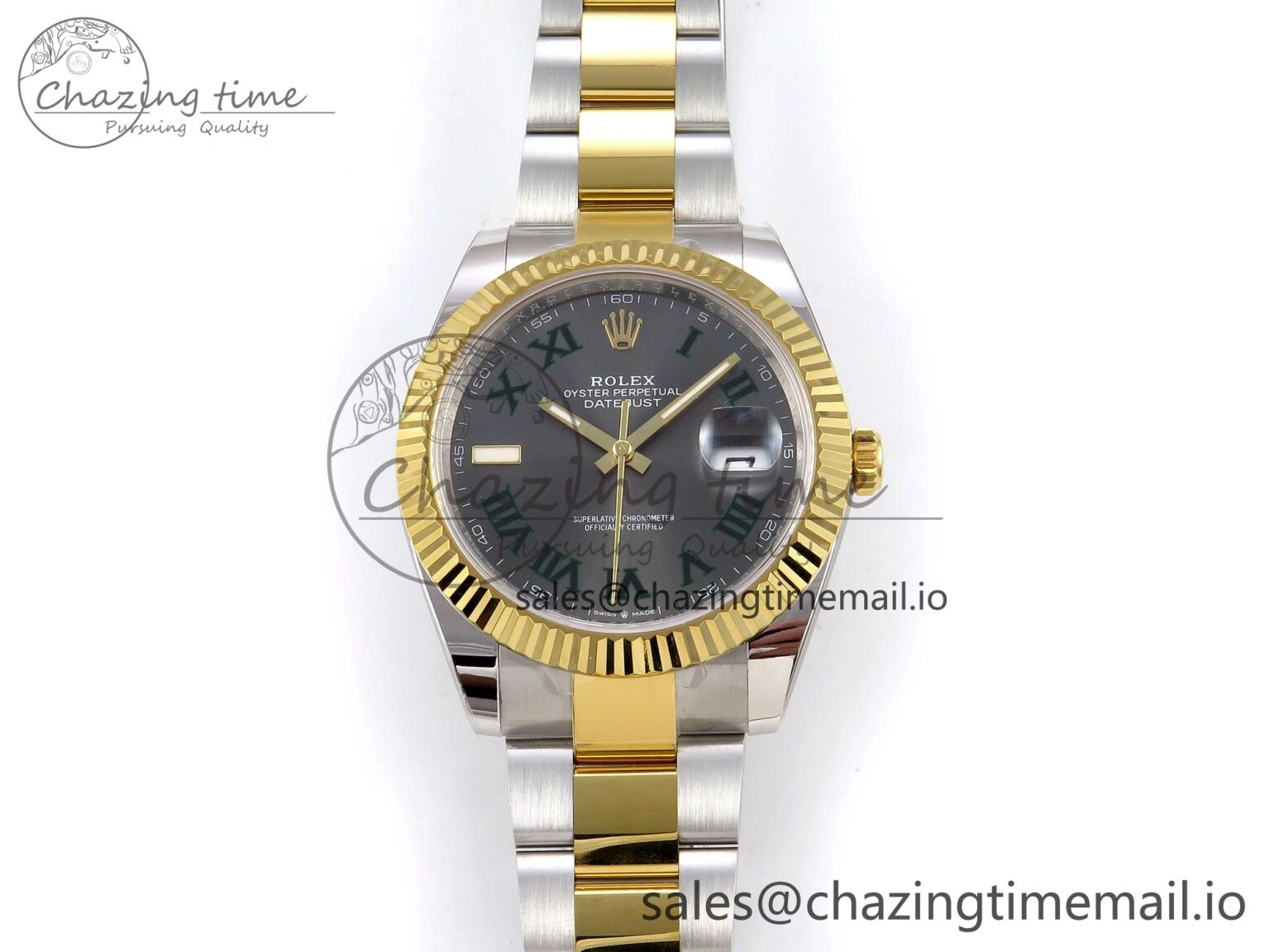 DateJust 41 SS YG ARF 1:1 Best Edition 904L Steel Gray Green Roman Dial on Oyster Bracelet SH3235