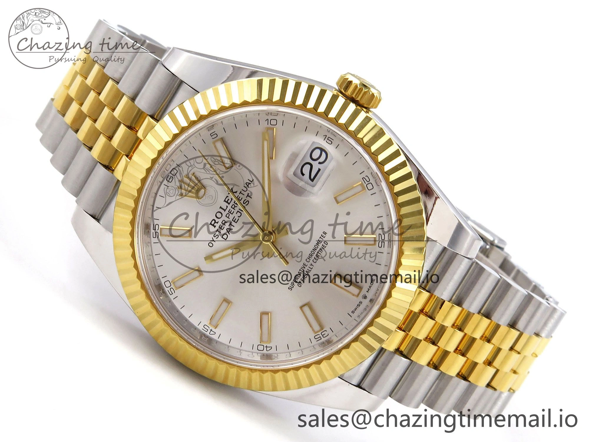 DateJust 41 SS YG ARF 1:1 Best Edition 904L Steel Silver Stick Dial on Jubilee Bracelet SH3235