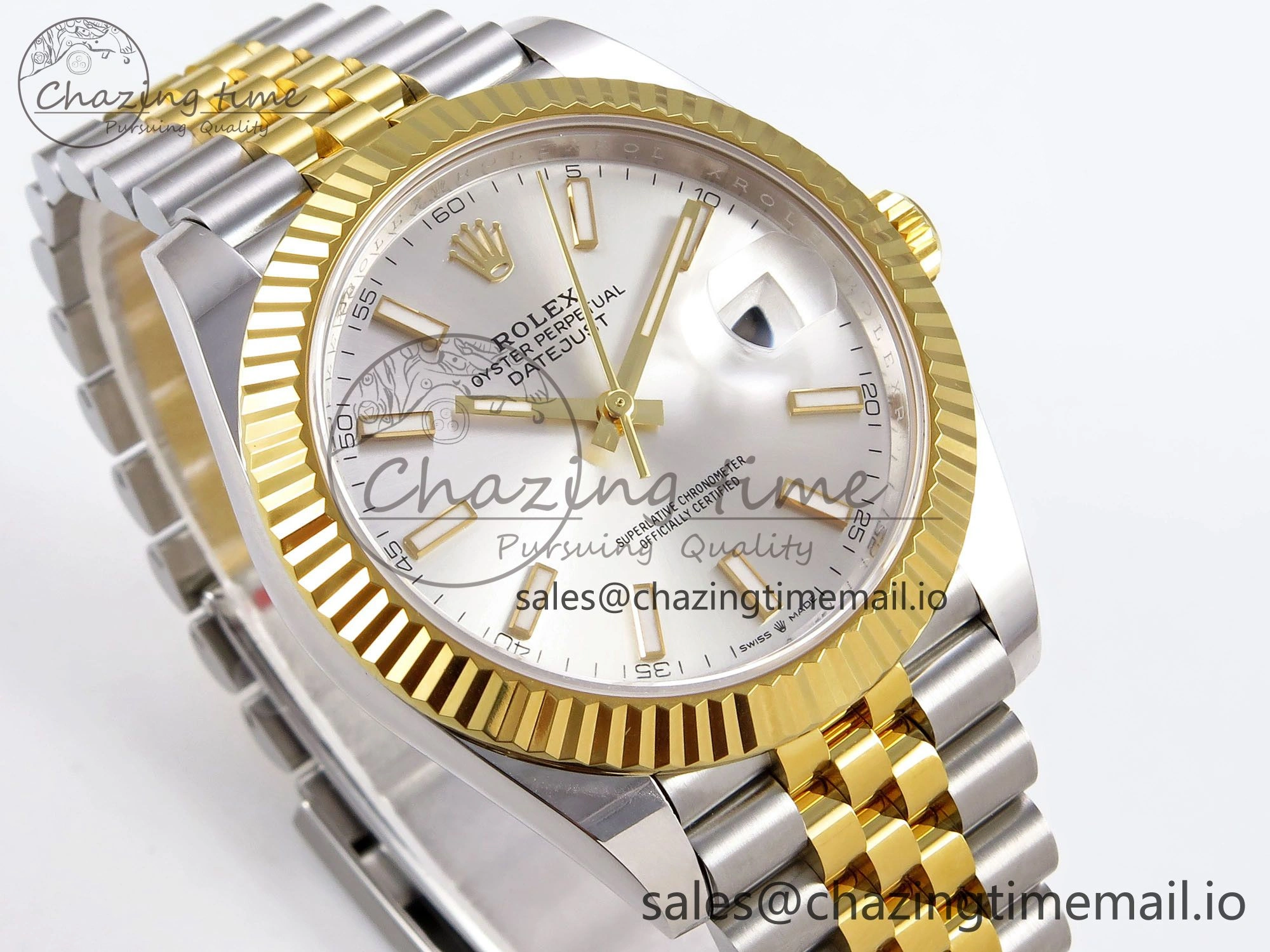 DateJust 41 SS YG ARF 1:1 Best Edition 904L Steel Silver Stick Dial on Jubilee Bracelet SH3235