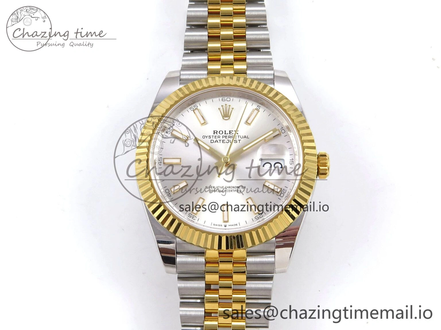 DateJust 41 SS YG ARF 1:1 Best Edition 904L Steel Silver Stick Dial on Jubilee Bracelet SH3235