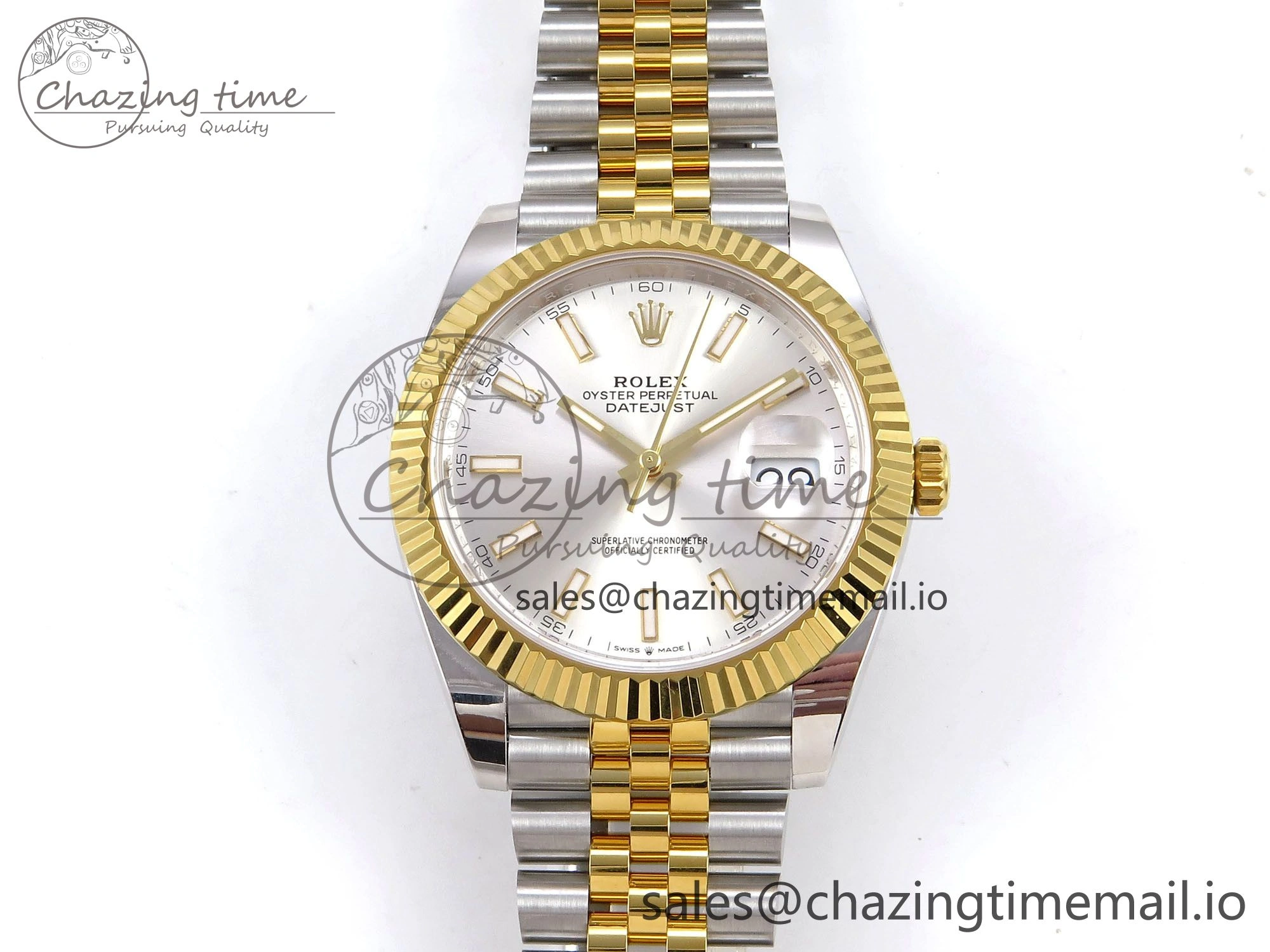 DateJust 41 SS YG ARF 1:1 Best Edition 904L Steel Silver Stick Dial on Jubilee Bracelet SH3235
