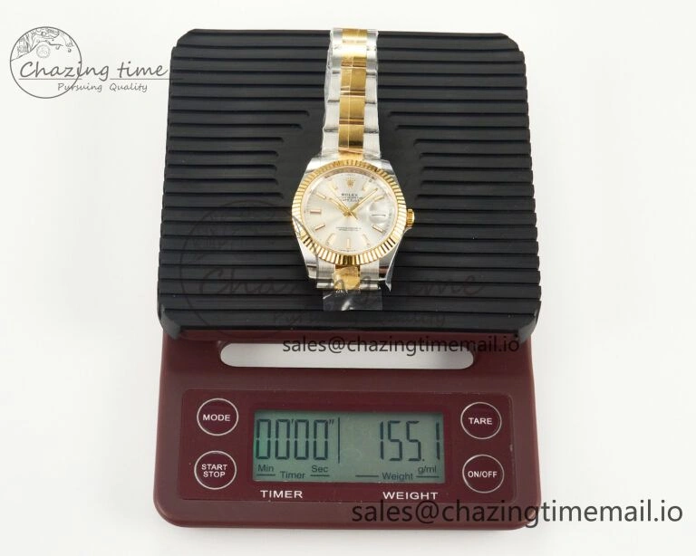 DateJust 41 SS YG ARF 1:1 Best Edition 904L Steel Silver Stick Dial on Oyster Bracelet SH3235 (Gain Weight)