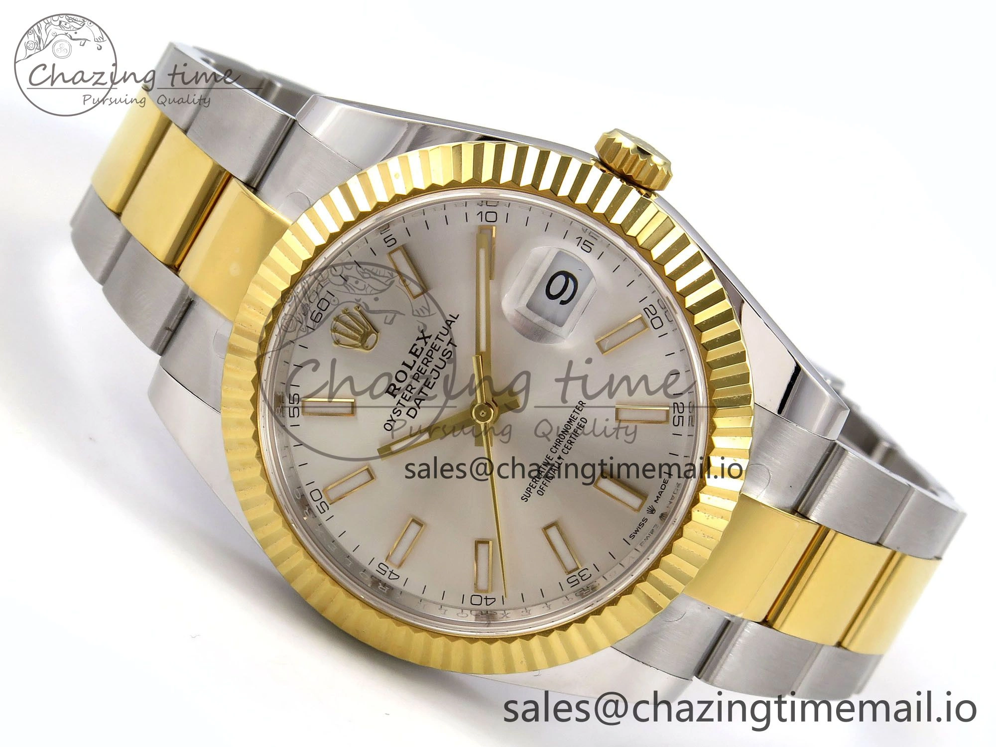 DateJust 41 SS YG ARF 1:1 Best Edition 904L Steel Silver Stick Dial on Oyster Bracelet SH3235