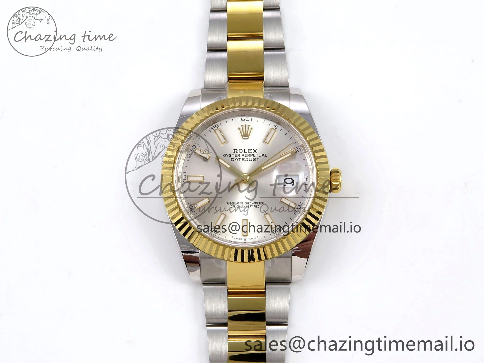 DateJust 41 SS YG ARF 1:1 Best Edition 904L Steel Silver Stick Dial on Oyster Bracelet SH3235