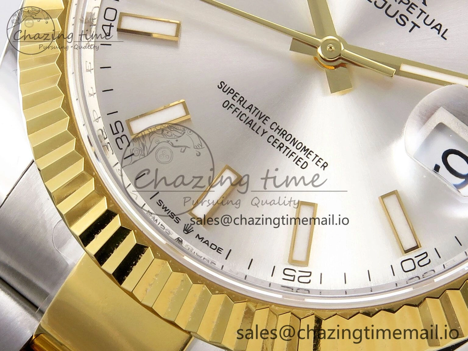 DateJust 41 SS YG ARF 1:1 Best Edition 904L Steel Silver Stick Dial on Oyster Bracelet SH3235