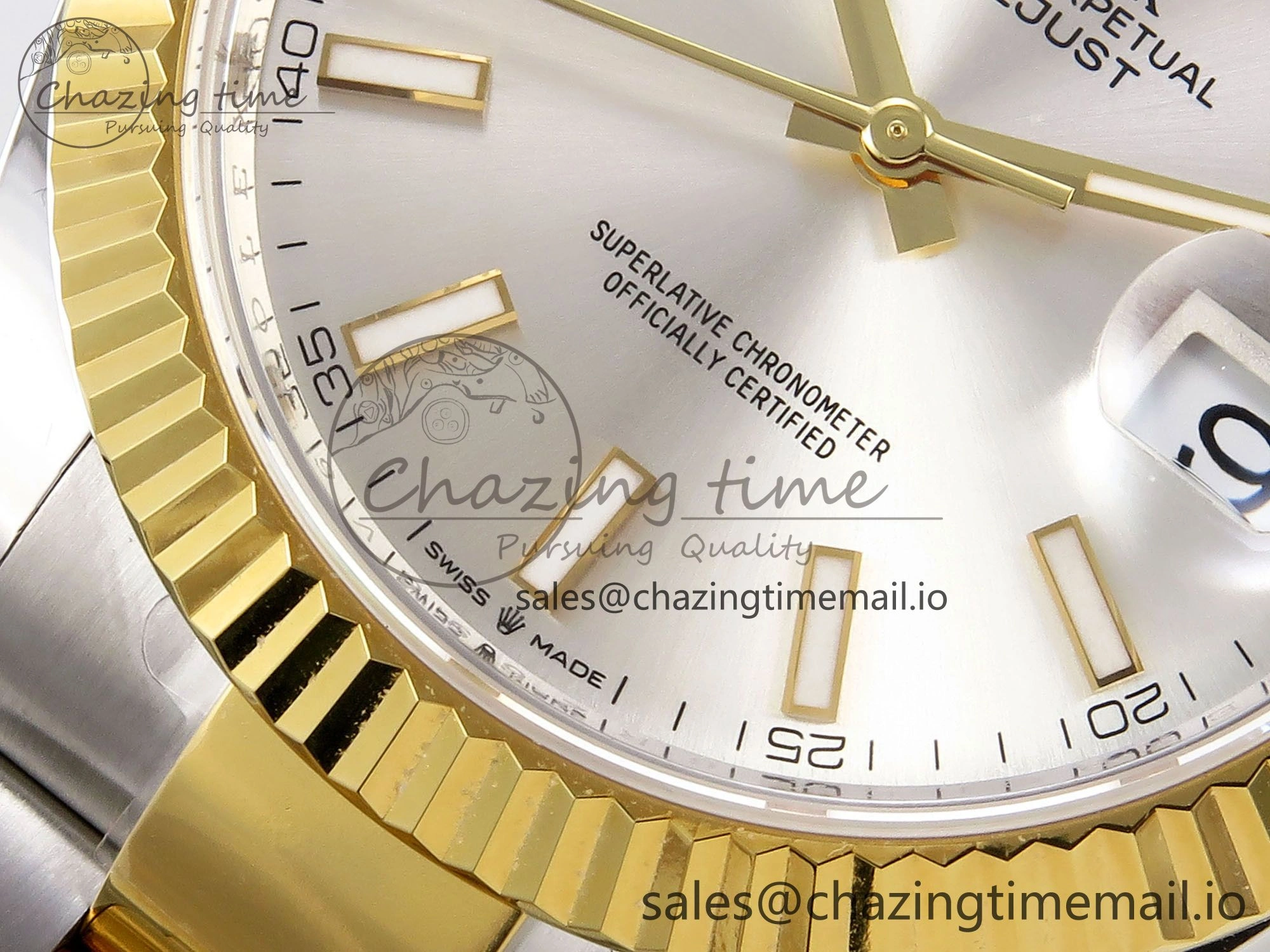 DateJust 41 SS YG ARF 1:1 Best Edition 904L Steel Silver Stick Dial on Oyster Bracelet SH3235