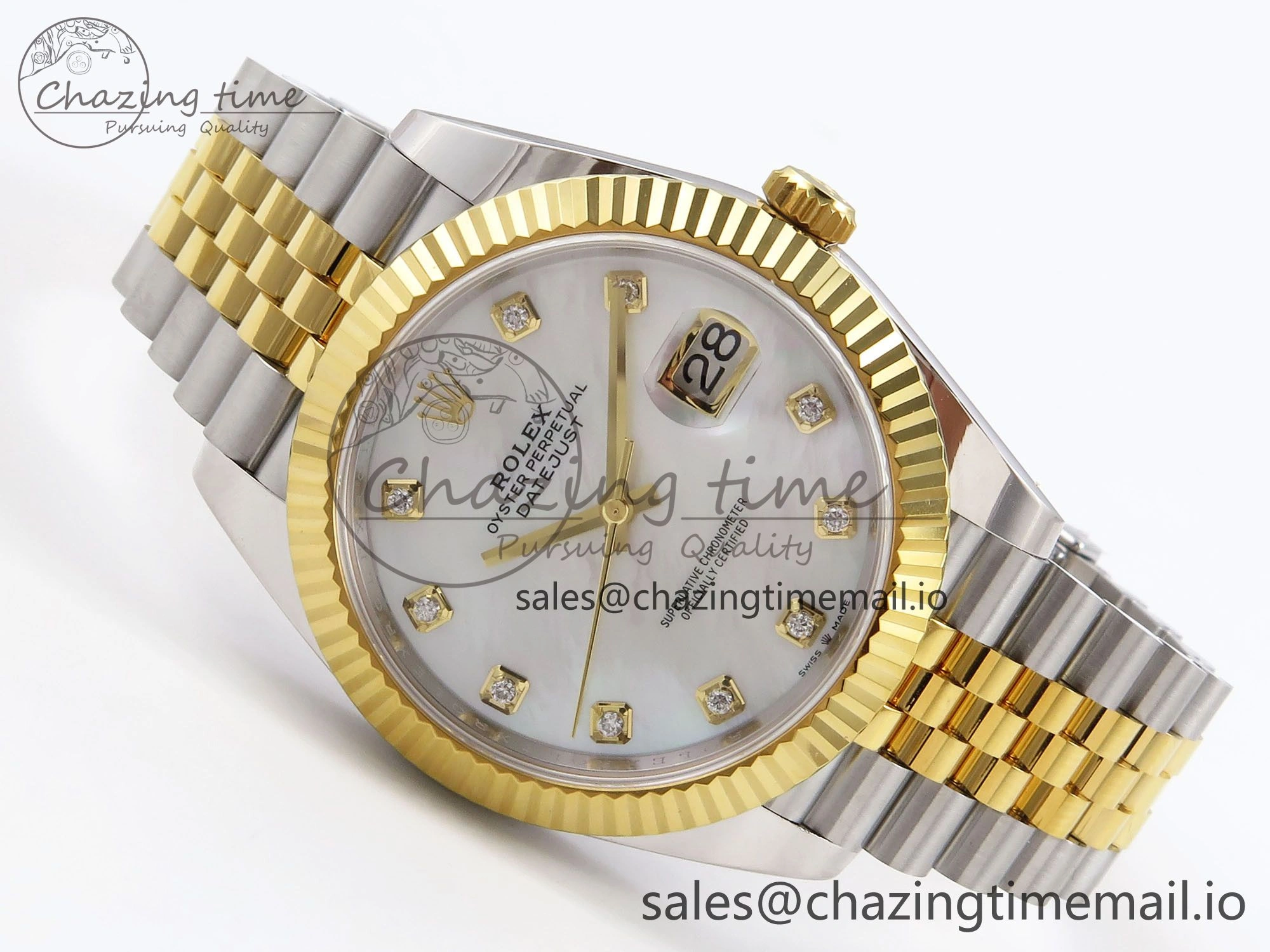 DateJust 41 SS YG ARF 1:1 Best Edition 904L Steel White MOP Dial on Jubilee Bracelet SH3235