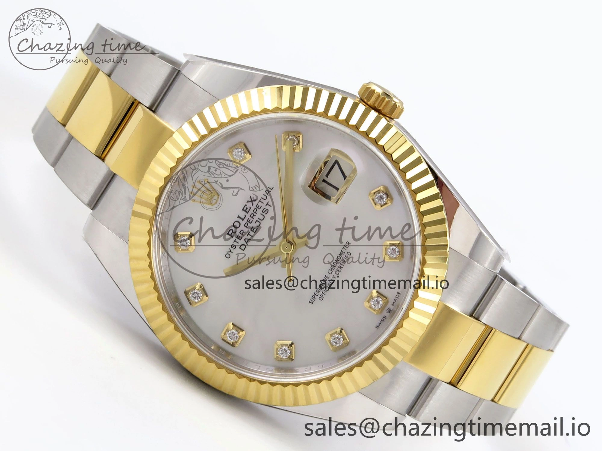 DateJust 41 SS YG ARF 1:1 Best Edition 904L Steel White MOP Dial on Oyster Bracelet SH3235