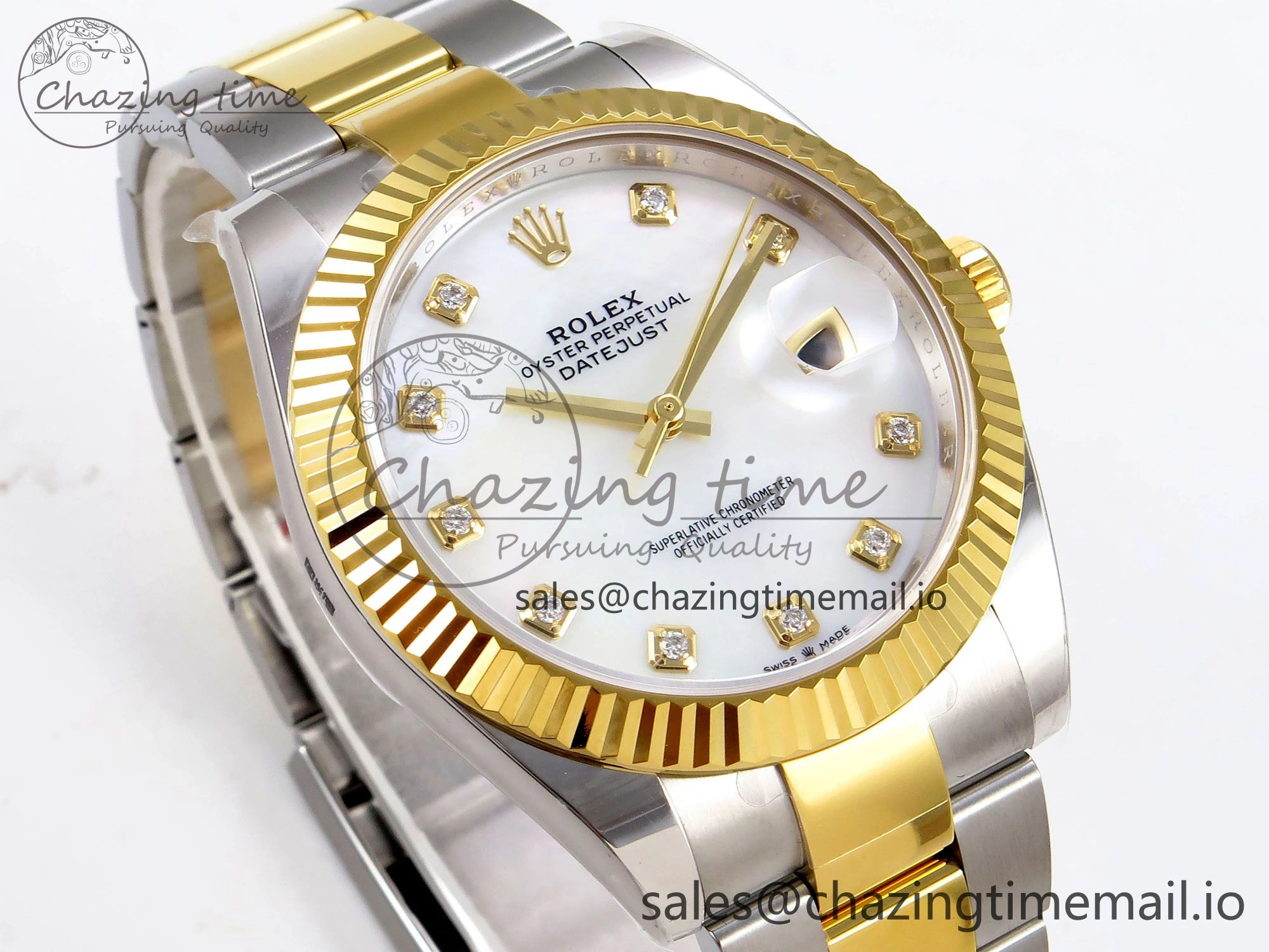 DateJust 41 SS YG ARF 1:1 Best Edition 904L Steel White MOP Dial on Oyster Bracelet SH3235