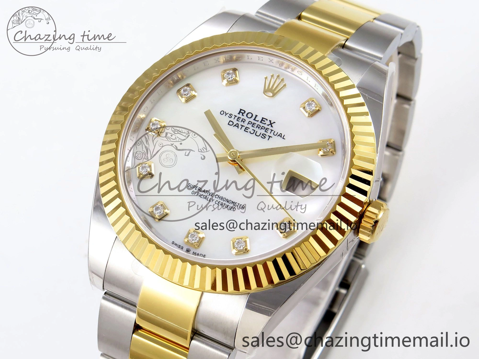 DateJust 41 SS YG ARF 1:1 Best Edition 904L Steel White MOP Dial on Oyster Bracelet SH3235