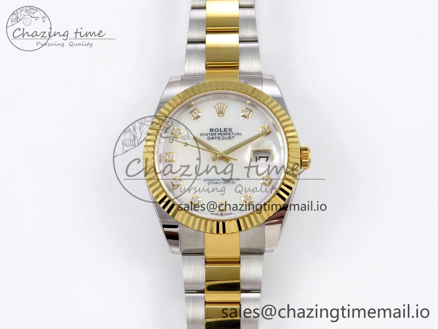 DateJust 41 SS YG ARF 1:1 Best Edition 904L Steel White MOP Dial on Oyster Bracelet SH3235