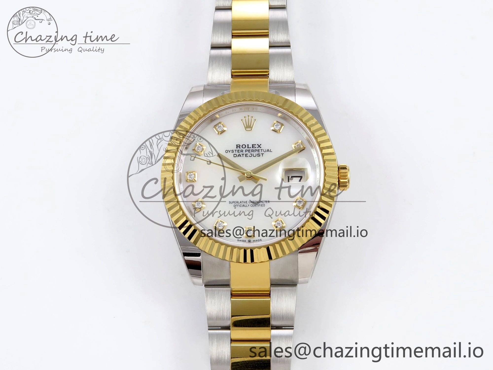 DateJust 41 SS YG ARF 1:1 Best Edition 904L Steel White MOP Dial on Oyster Bracelet SH3235