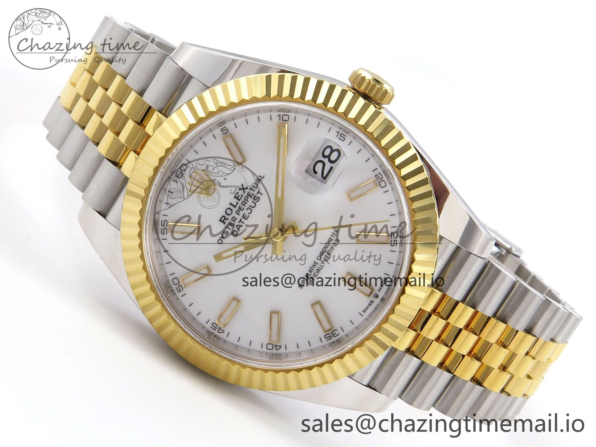 DateJust 41 SS YG ARF 1:1 Best Edition 904L Steel White Stick Dial on Jubilee Bracelet SH3235 (Gain Weight)