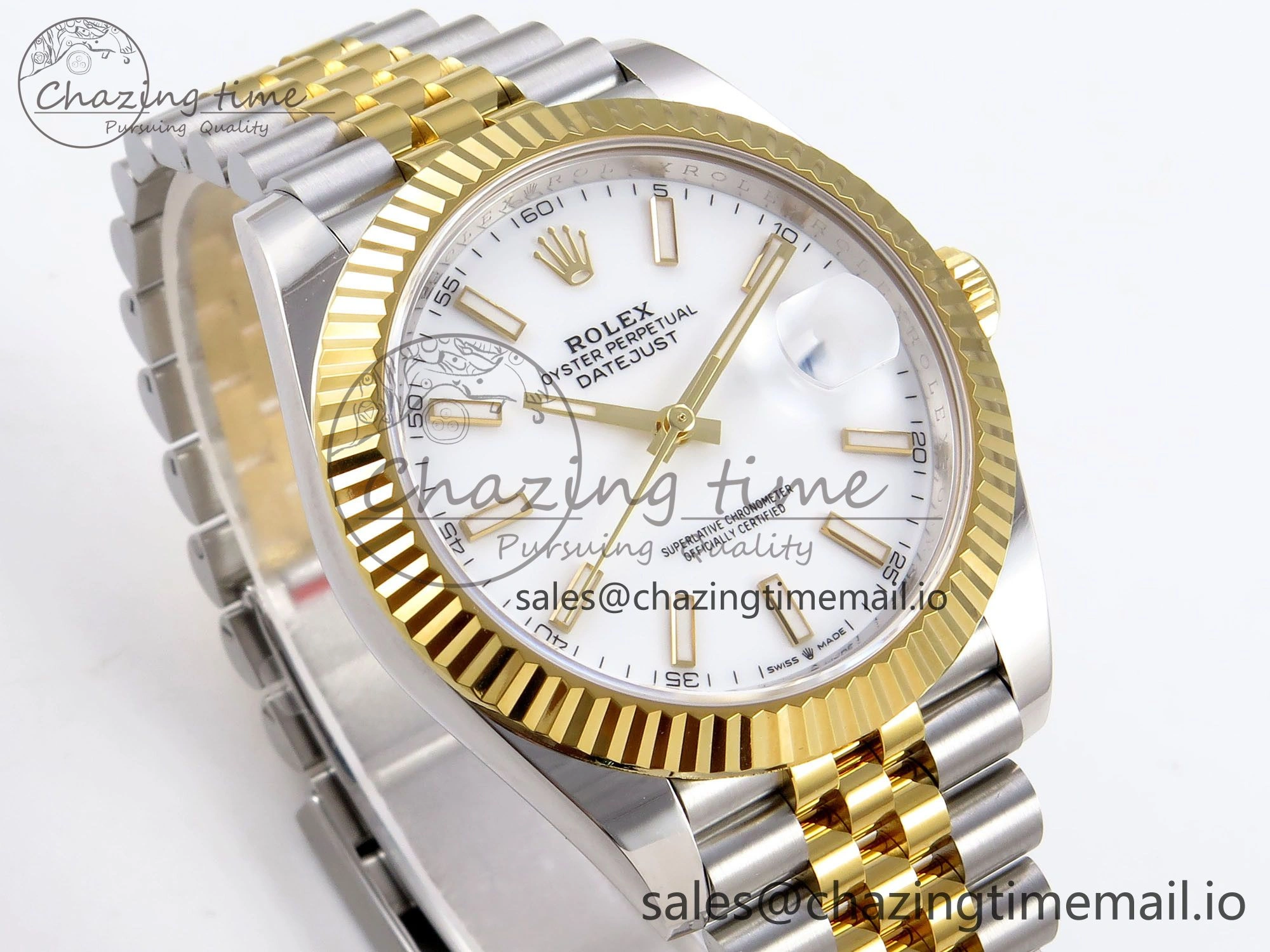 DateJust 41 SS YG ARF 1:1 Best Edition 904L Steel White Stick Dial on Jubilee Bracelet SH3235