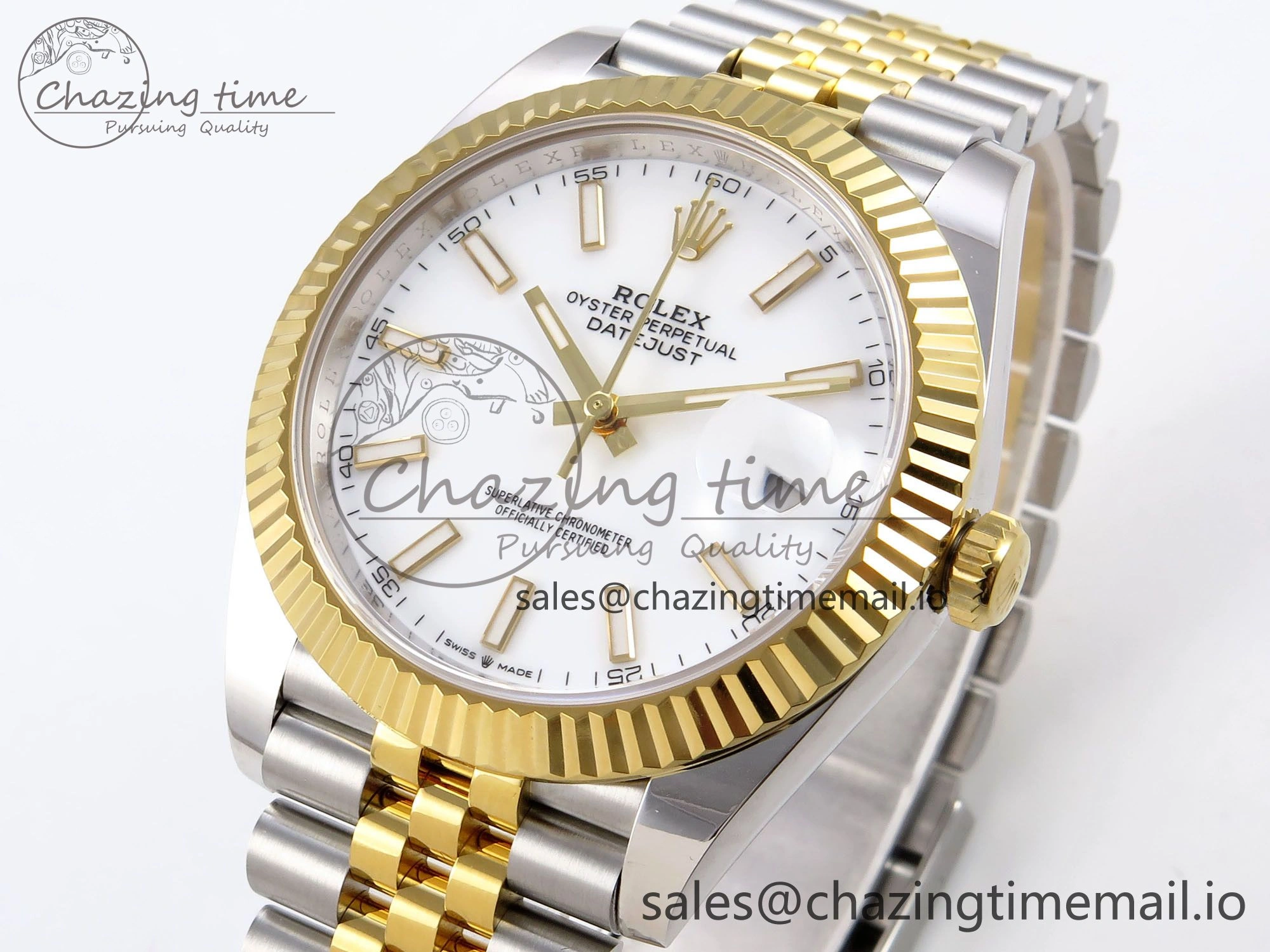 DateJust 41 SS YG ARF 1:1 Best Edition 904L Steel White Stick Dial on Jubilee Bracelet SH3235