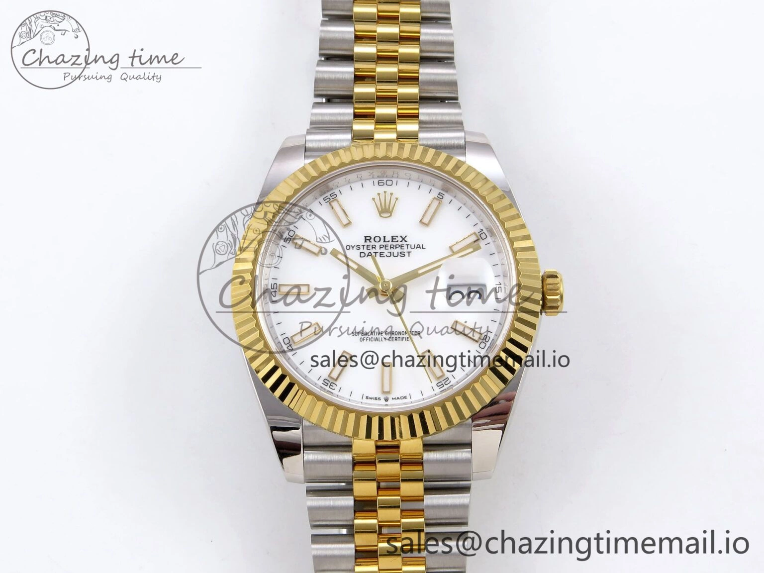 DateJust 41 SS YG ARF 1:1 Best Edition 904L Steel White Stick Dial on Jubilee Bracelet SH3235