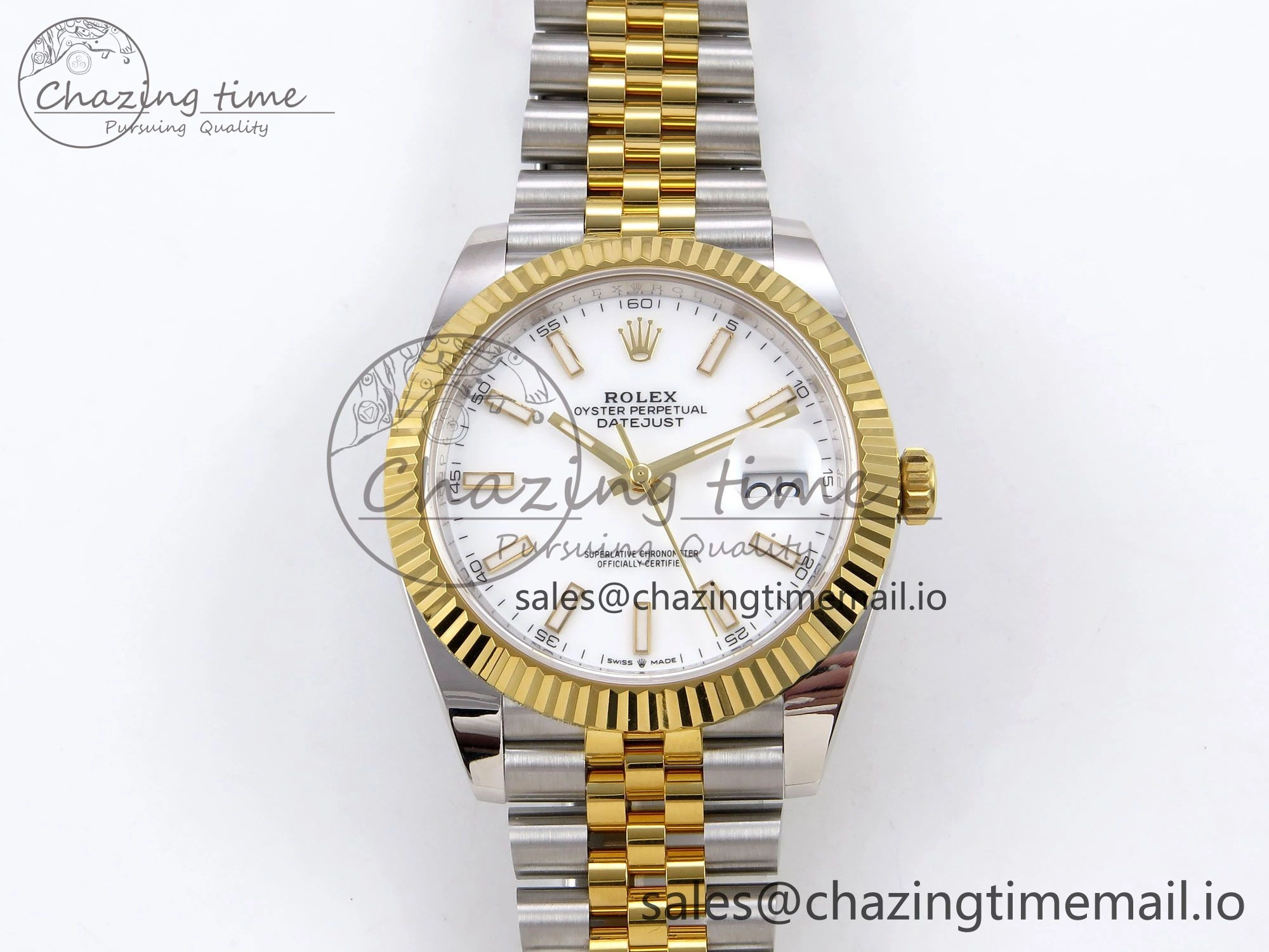 DateJust 41 SS YG ARF 1:1 Best Edition 904L Steel White Stick Dial on Jubilee Bracelet SH3235