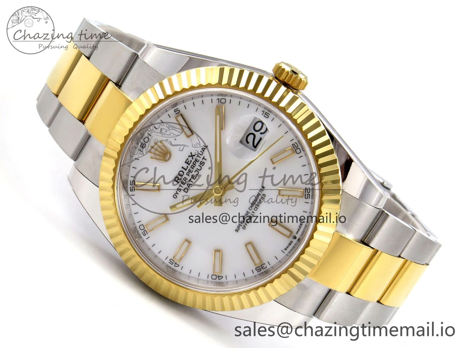 DateJust 41 SS YG ARF 1:1 Best Edition 904L Steel White Stick Dial on Oyster Bracelet SH3235