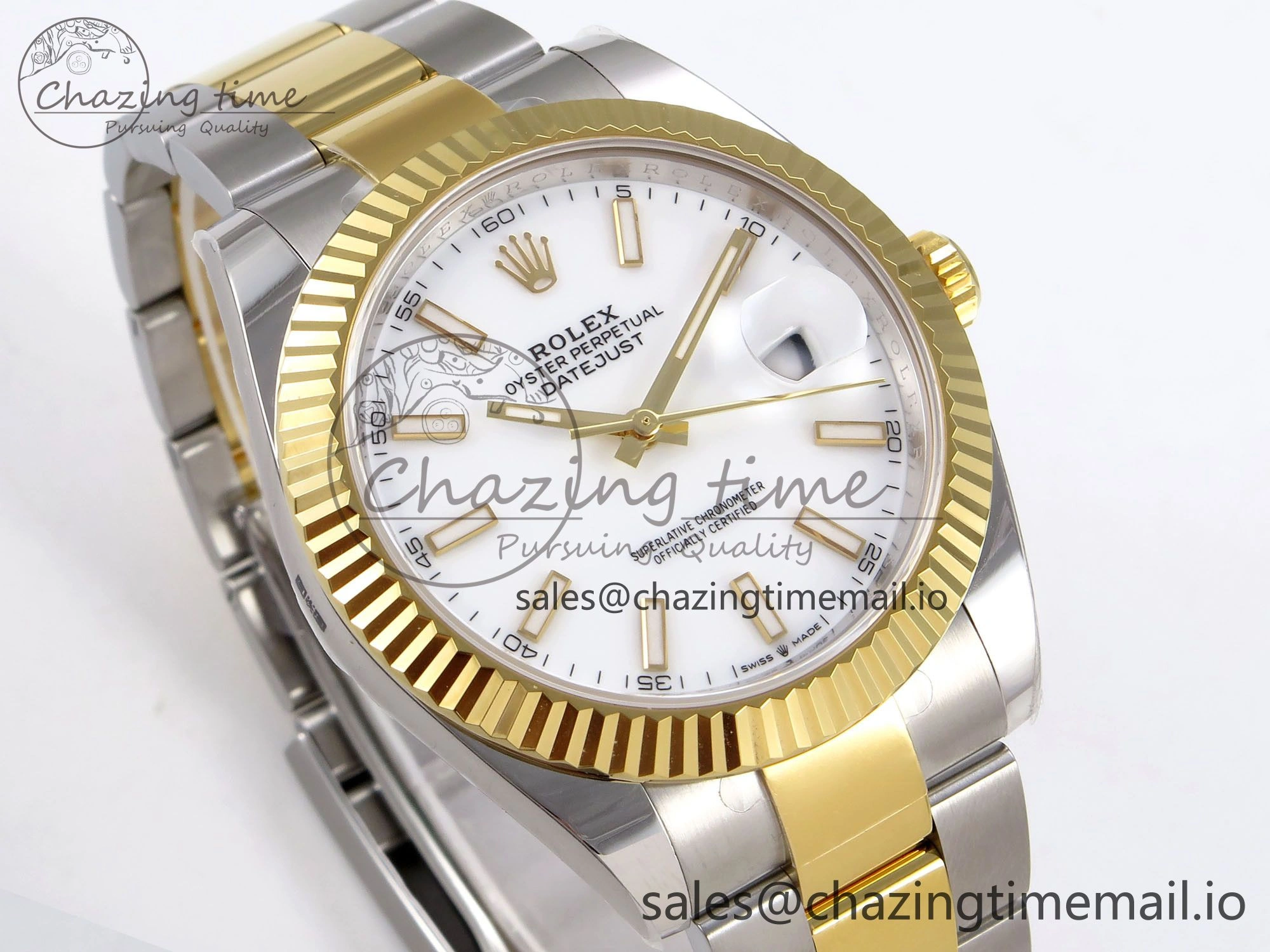 DateJust 41 SS YG ARF 1:1 Best Edition 904L Steel White Stick Dial on Oyster Bracelet SH3235