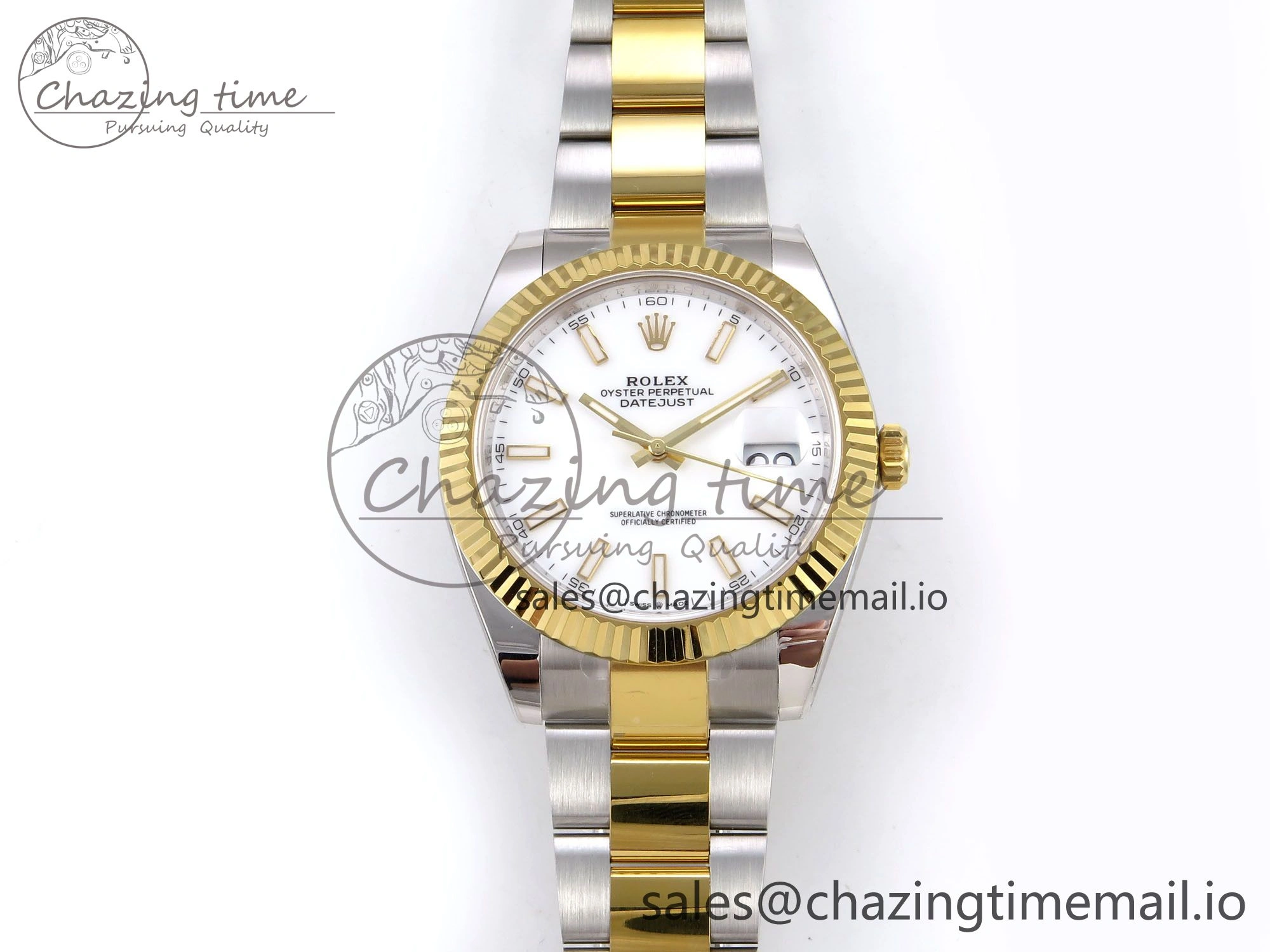 DateJust 41 SS YG ARF 1:1 Best Edition 904L Steel White Stick Dial on Oyster Bracelet SH3235