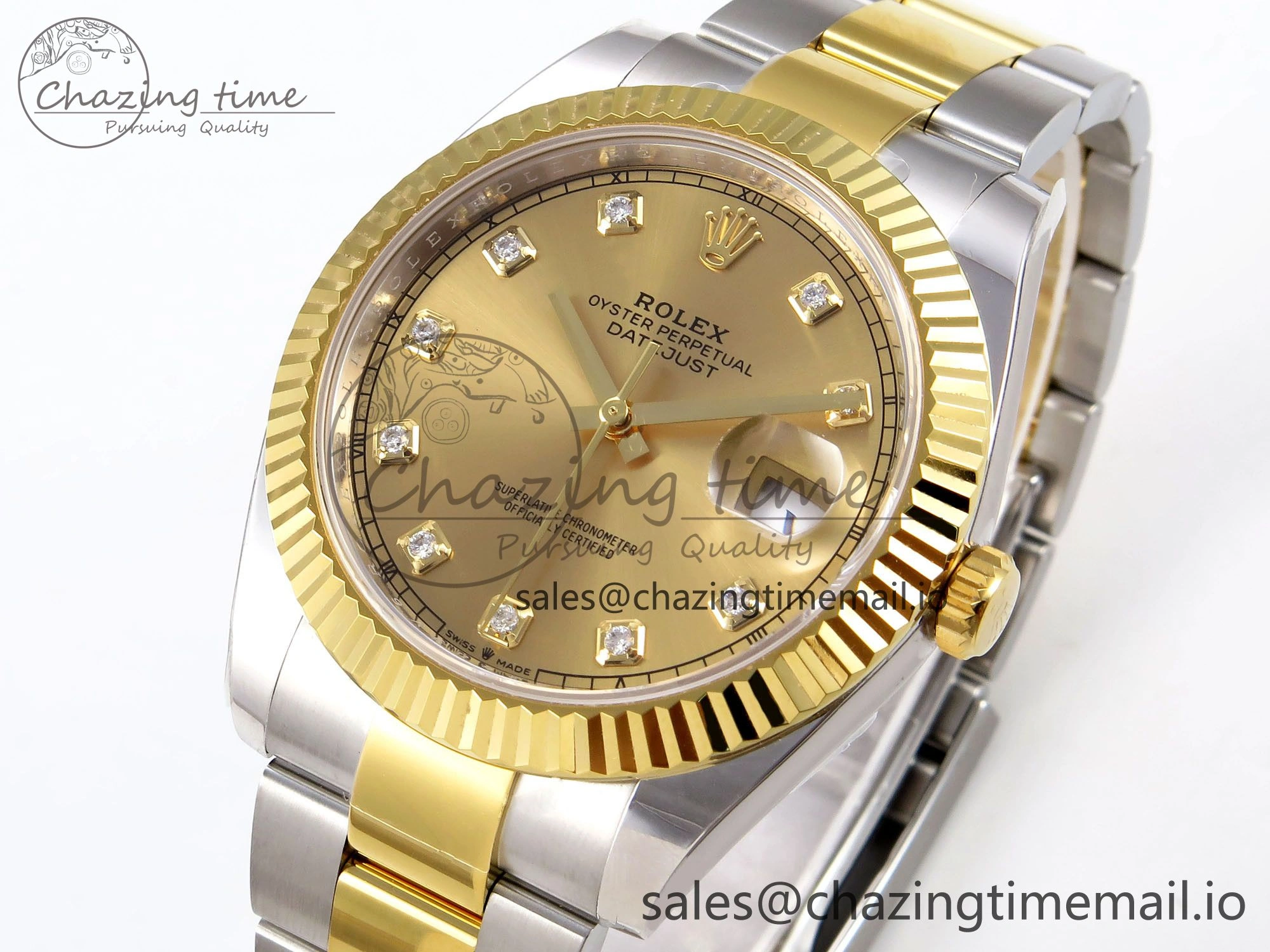 DateJust 41 SS YG ARF 1:1 Best Edition 904L Steel YG Diamonds Dial on Oyster Bracelet SH3235
