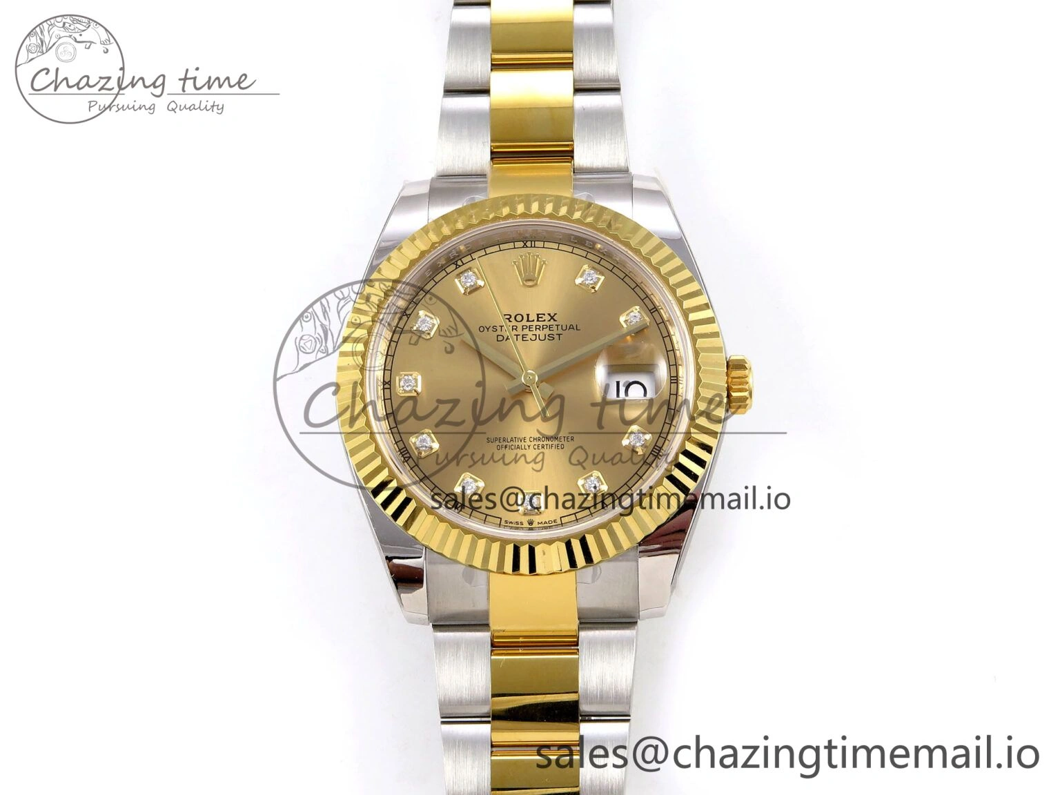 DateJust 41 SS YG ARF 1:1 Best Edition 904L Steel YG Diamonds Dial on Oyster Bracelet SH3235