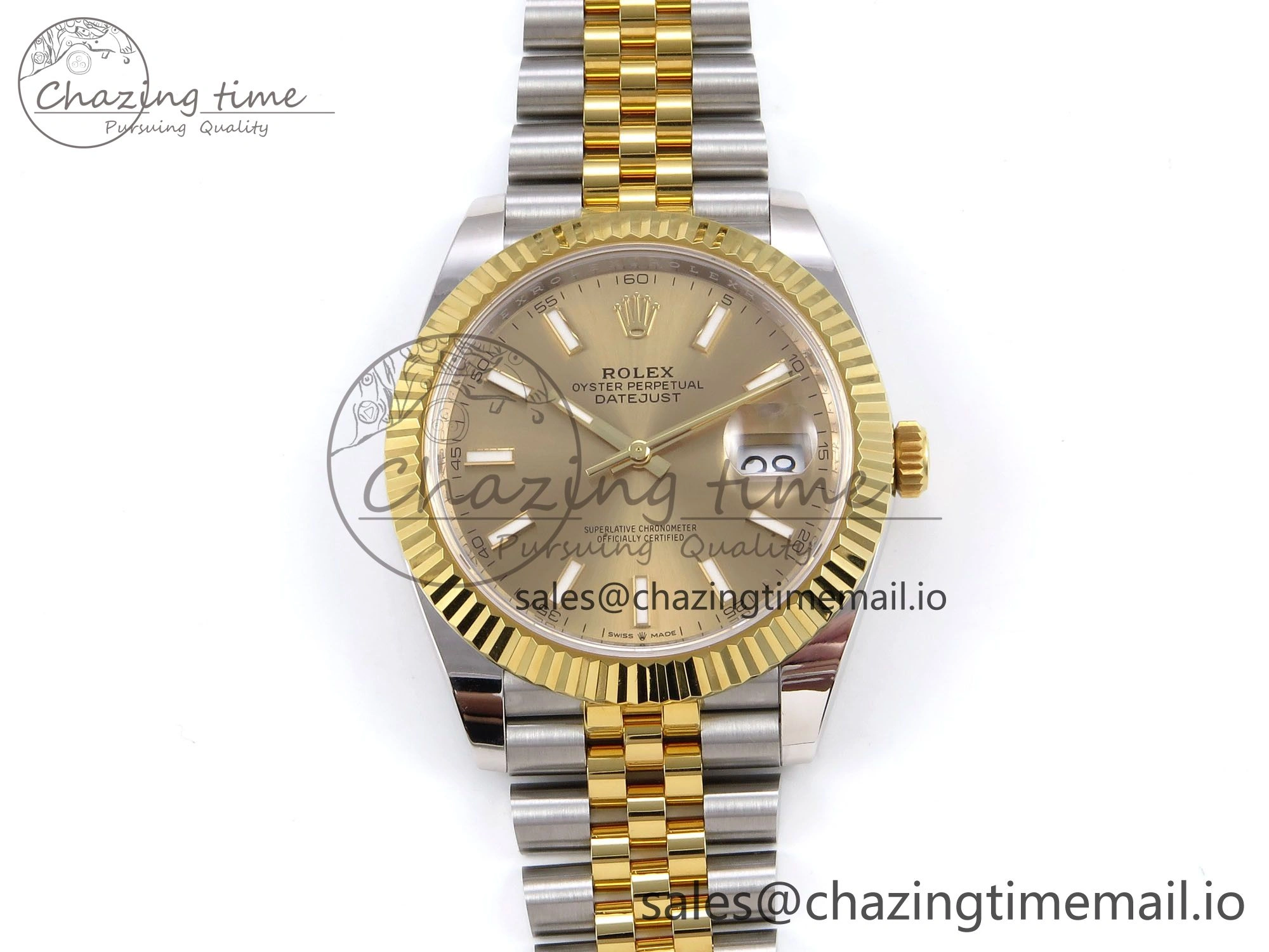 DateJust 41 SS YG ARF 1:1 Best Edition 904L Steel YG Stick Dial on Jubilee Bracelet SH3235