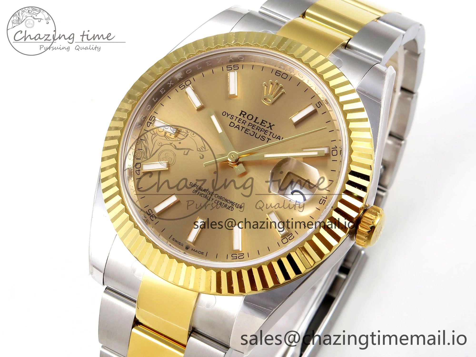 DateJust 41 SS YG ARF 1:1 Best Edition 904L Steel YG Stick Dial on Oyster Bracelet SH3235