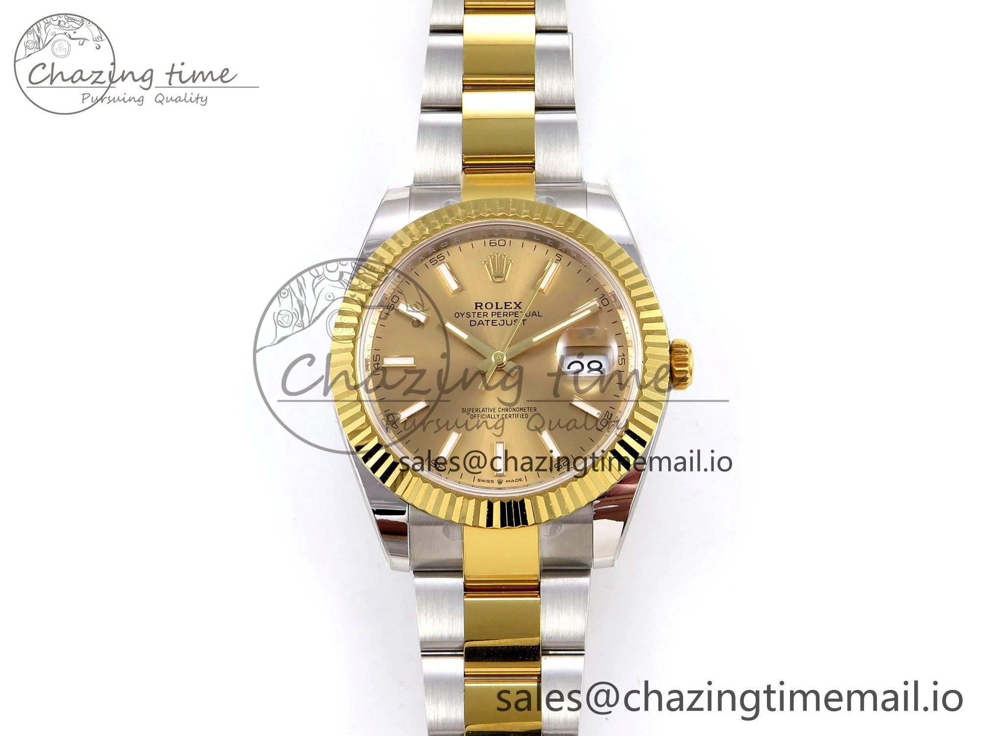 DateJust 41 SS YG ARF 1:1 Best Edition 904L Steel YG Stick Dial on Oyster Bracelet SH3235