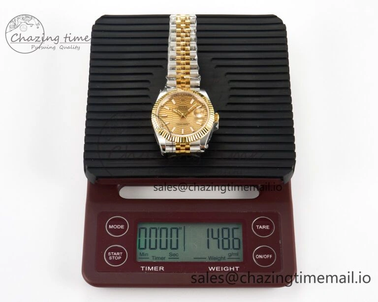 DateJust 41 SS YG ARF 1:1 Best Edition 904L Steel YG Textured Stick Dial on Jubilee Bracelet SH3235 (Gain Weight)