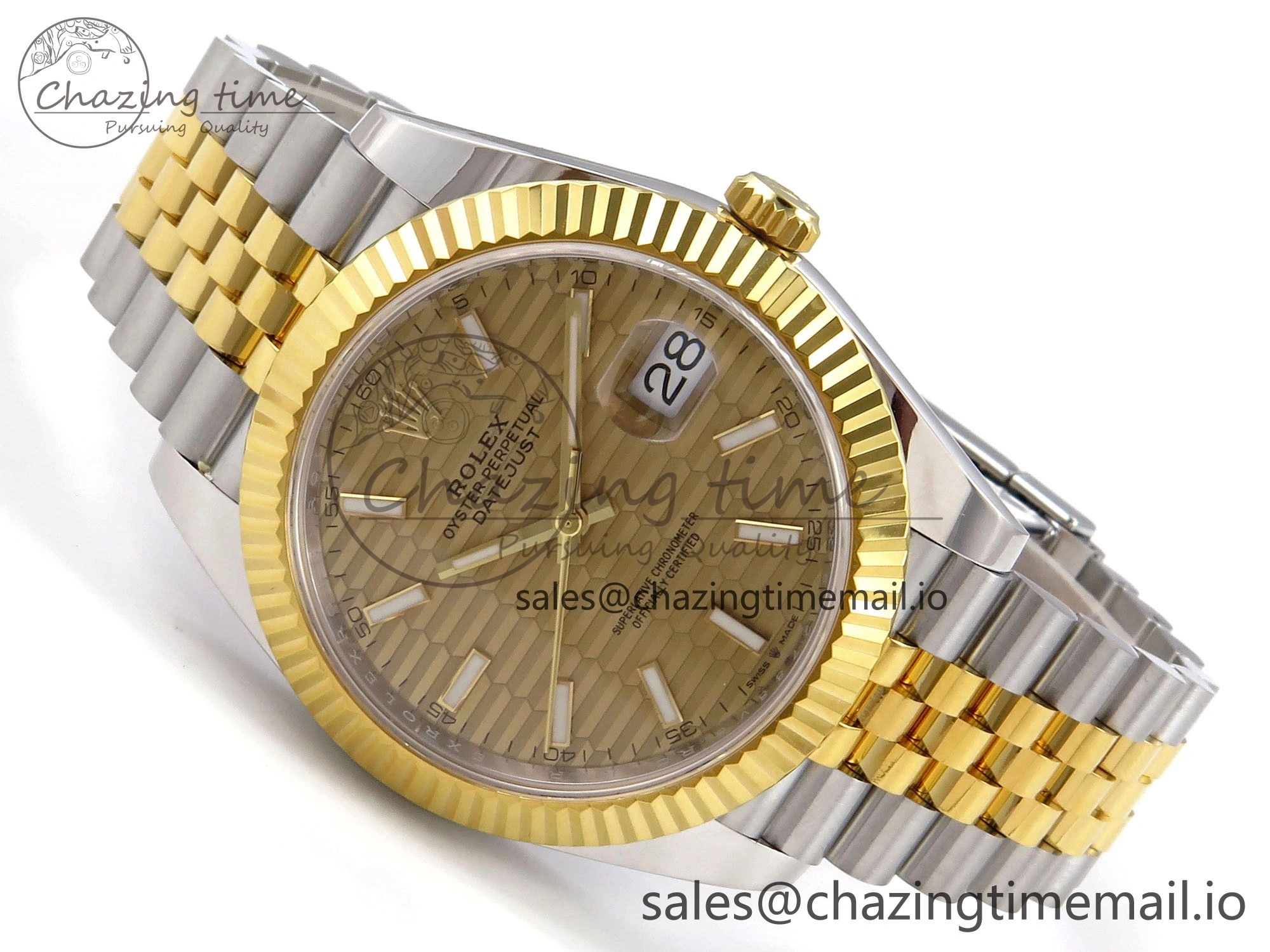 DateJust 41 SS YG ARF 1:1 Best Edition 904L Steel YG Textured Stick Dial on Jubilee Bracelet SH3235