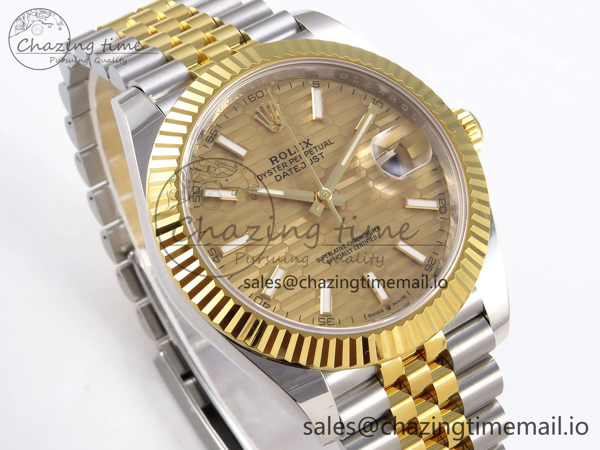 DateJust 41 SS YG ARF 1:1 Best Edition 904L Steel YG Textured Stick Dial on Jubilee Bracelet SH3235