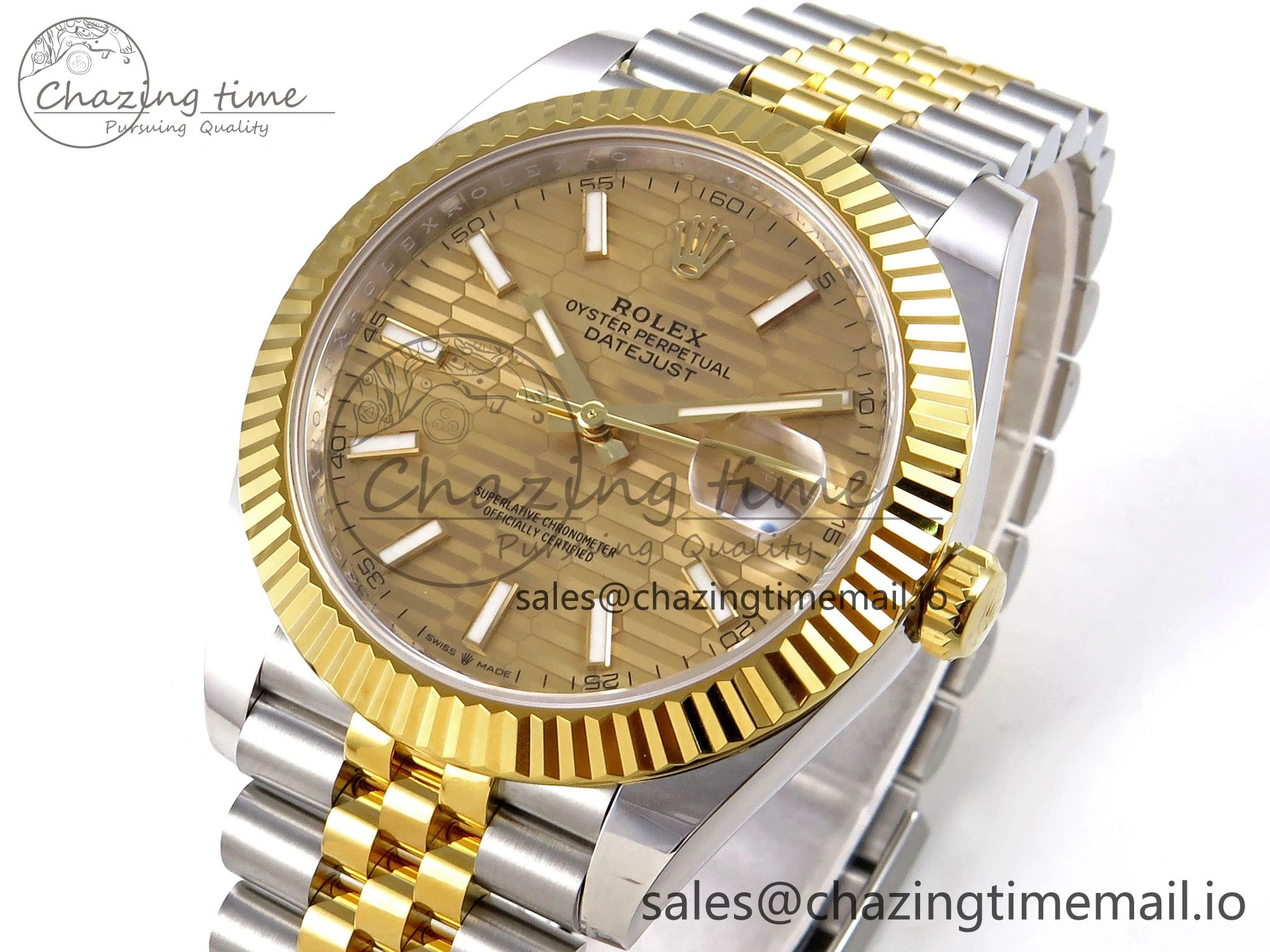DateJust 41 SS YG ARF 1:1 Best Edition 904L Steel YG Textured Stick Dial on Jubilee Bracelet SH3235