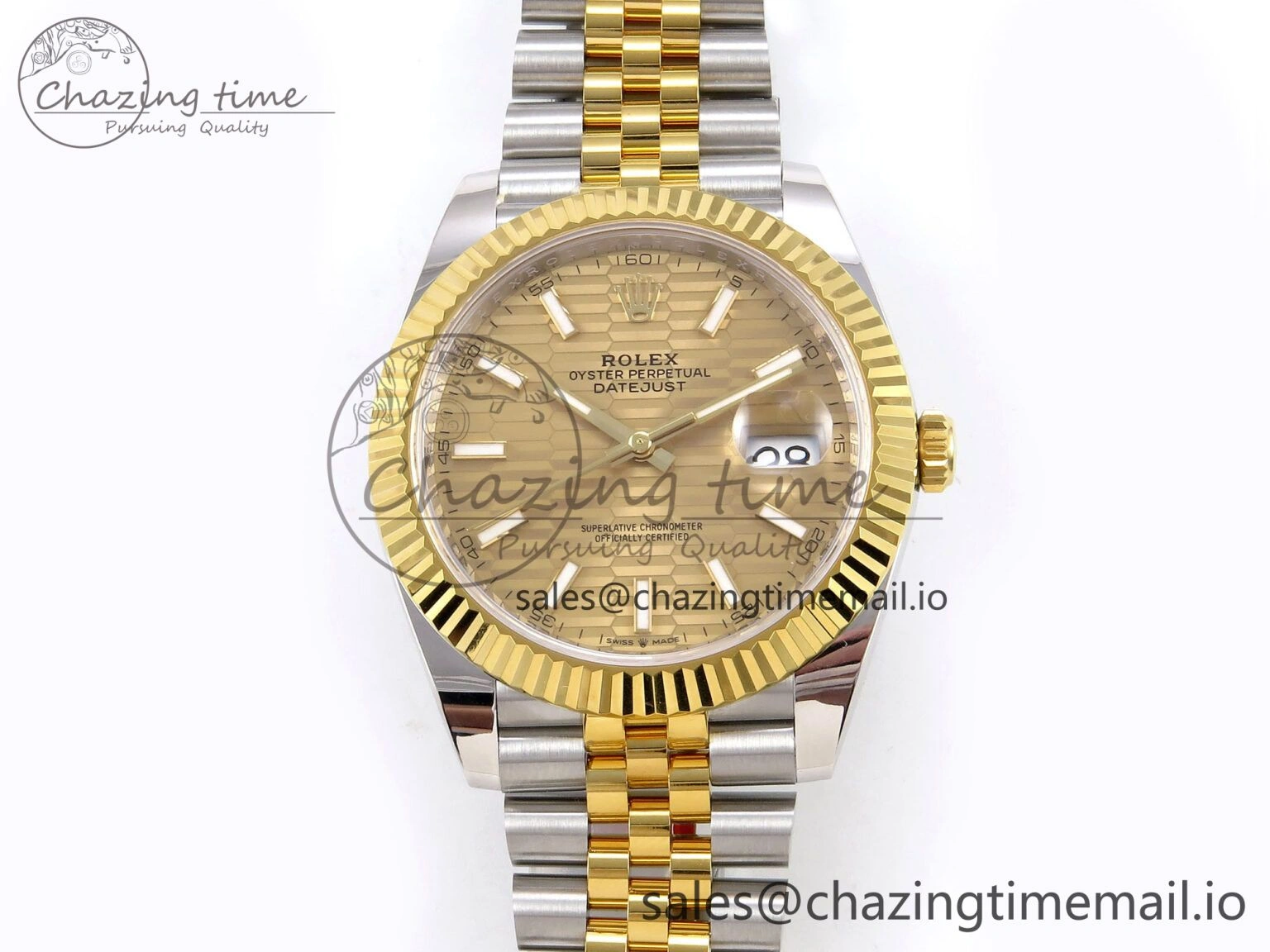 DateJust 41 SS YG ARF 1:1 Best Edition 904L Steel YG Textured Stick Dial on Jubilee Bracelet SH3235